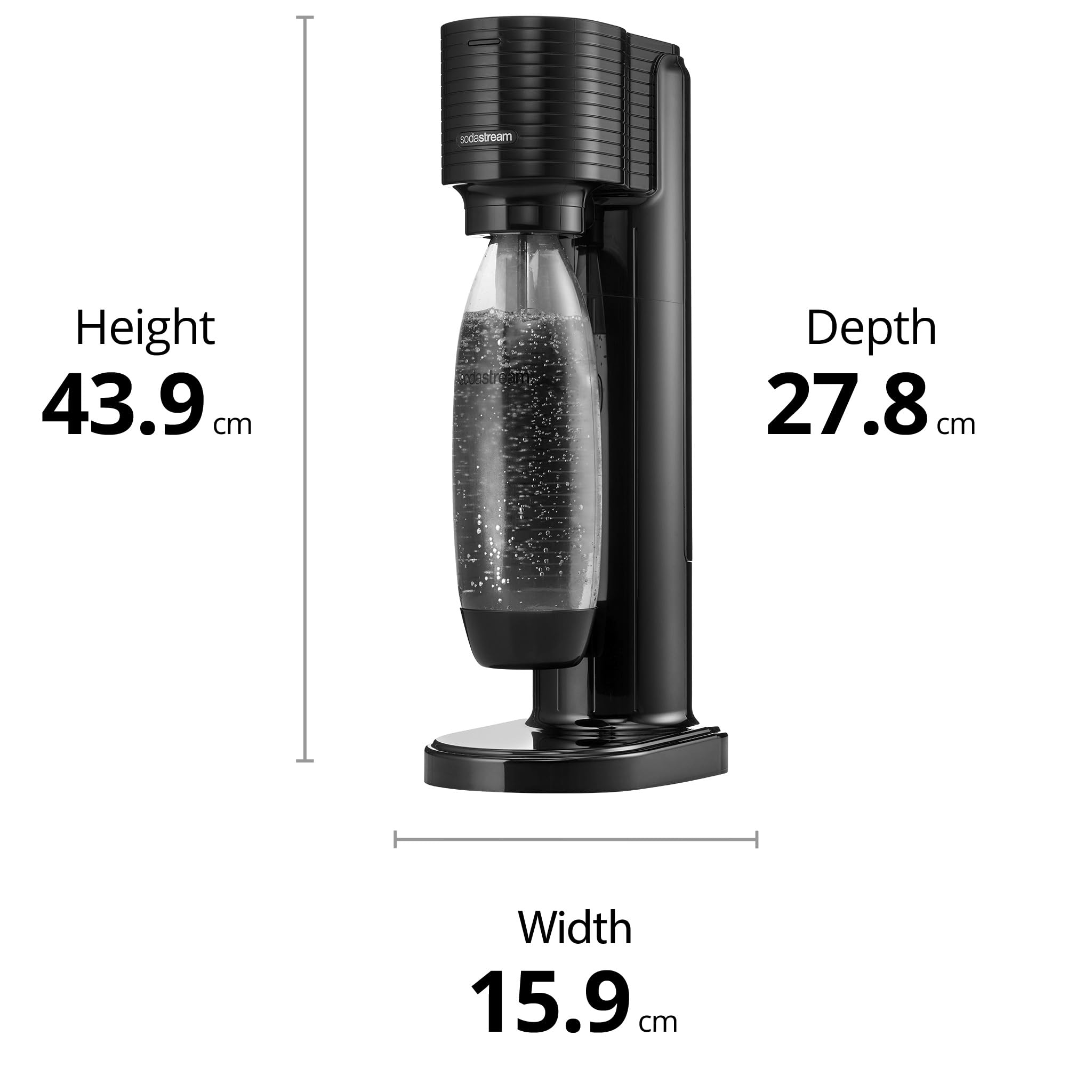 SodaStream Gaia Sparkling Water Maker Machine - Black | Home Carbonation System for Fresh Sparkling Water | Perfect for Kitchen, Office & Parties