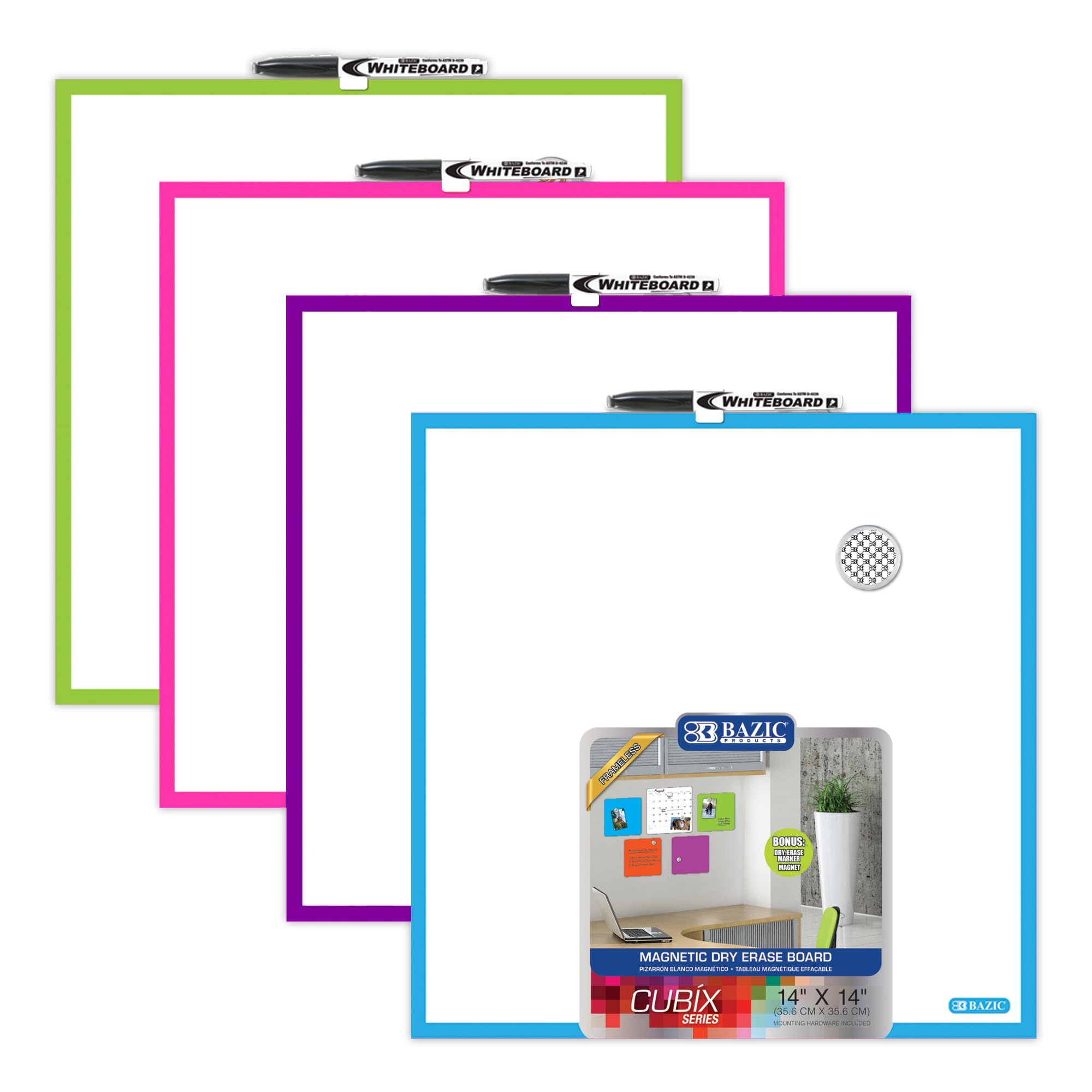BAZIC 12-Pack Magnetic Dry Erase Board Set - 14