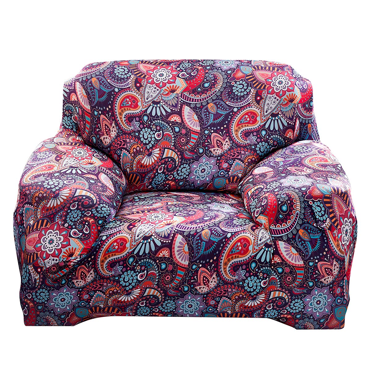 ELEOPTION L-Shaped Stretch Sofa Slipcover - 2-Piece Printed Sectional Couch Cover for Pets & Kids (Red Orange, Single) | Protects Furniture from Cats, Dogs & Spills | Perfect for Living Room, Family Room & Pet-Friendly Homes