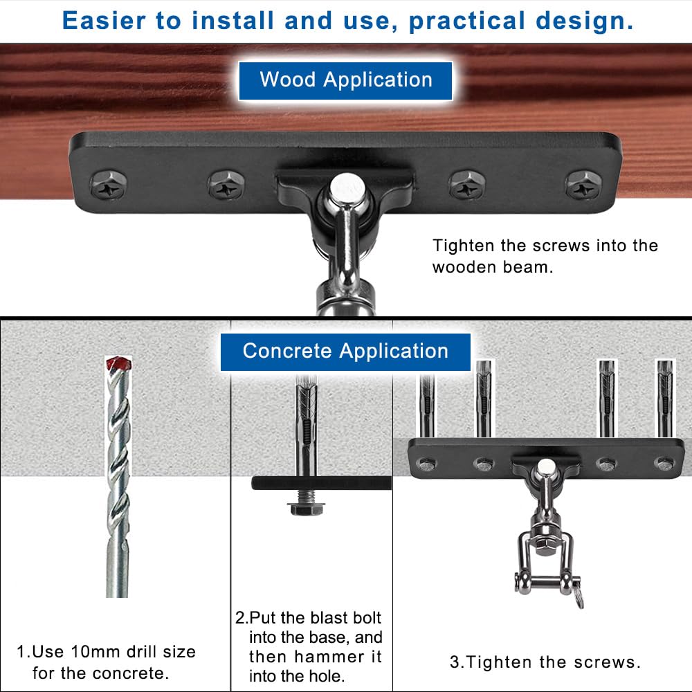 Kipika Heavy Duty Punching Bag Hanger - Steel Mount Bracket for Boxing, Kickboxing & MMA Training | Ceiling & Wall Mount Hook for Home Gym, Garage & Fitness Equipment | Durable Wood Beam Support for Intense Workouts