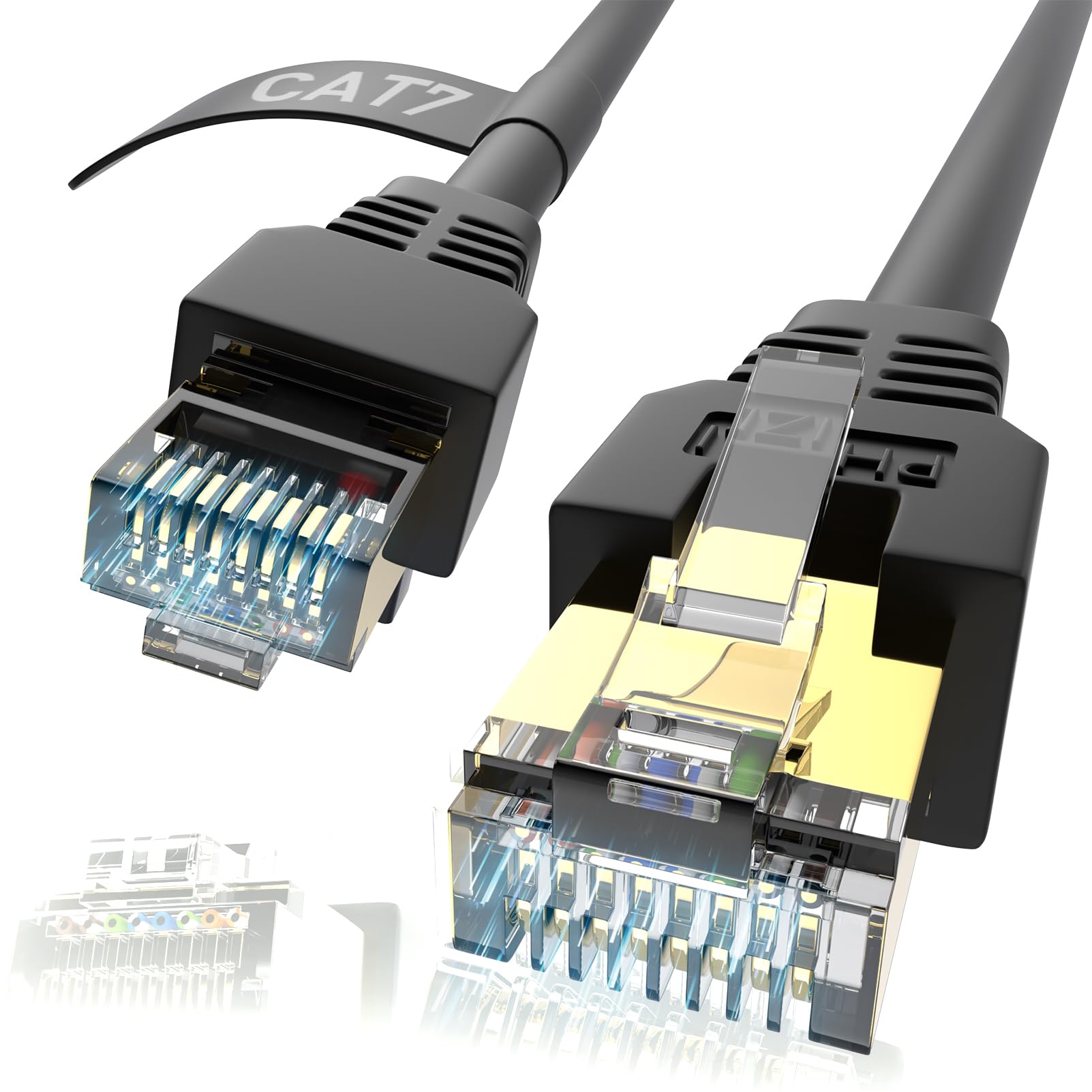 400ft Cat7 Shielded Ethernet Cable - Heavy Duty Outdoor, UV Resistant & Waterproof - 3Ft to 400Ft Length Options - Compatible with Cat6/Cat5/Cat5e - Perfect for Home Networking, Gaming, CCTV & Outdoor Installations
