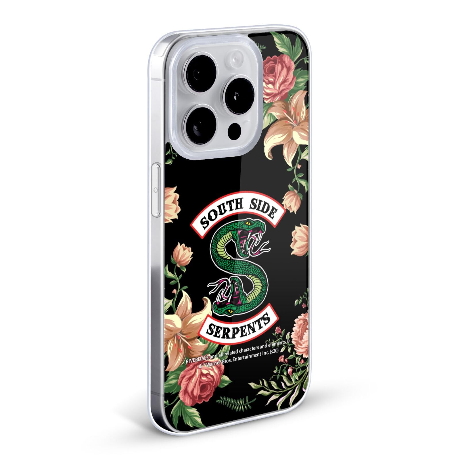 Officially Licensed Riverdale Floral Print South Side Serpents Soft Gel Phone Case for Apple iPhone 12 & iPhone 12 Pro - Stylish Protection for Everyday Use & Fan Gifts