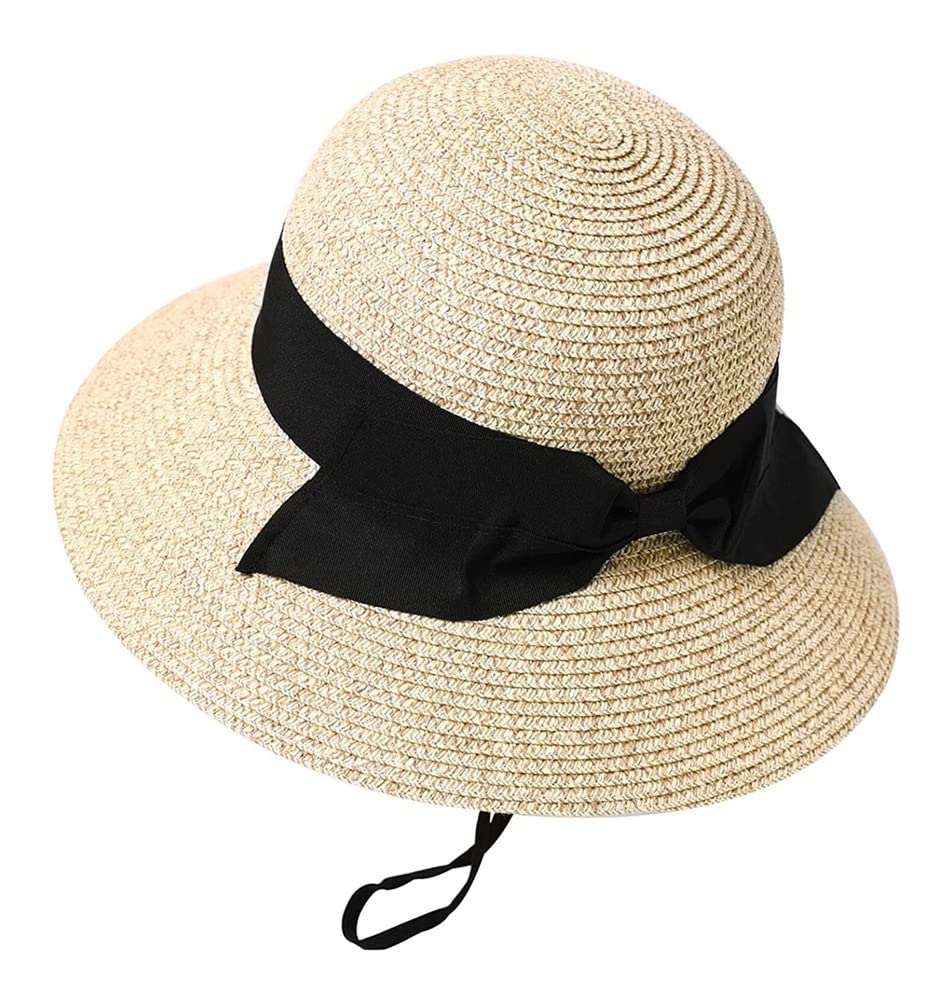 YIWANGO Wide Brim Floppy Sun Hat for Women - Packable Straw Beach Hat Summer Sun Protection - Perfect for Vacation, Travel, and Outdoor Activities (Color: Beige Mix, Size: Large)