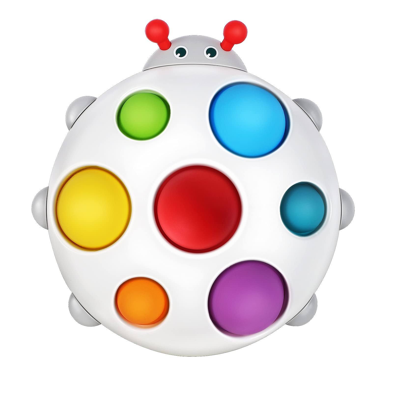 Ladybug Silicone Flipping Busy Board - Sensory Fidget Toy for Toddlers 1-2 Years Old | Early Learning Educational Travel Toy for Boys & Girls 12-18 Months - Perfect for Car Rides, Airplane Travel & Quiet Playtime