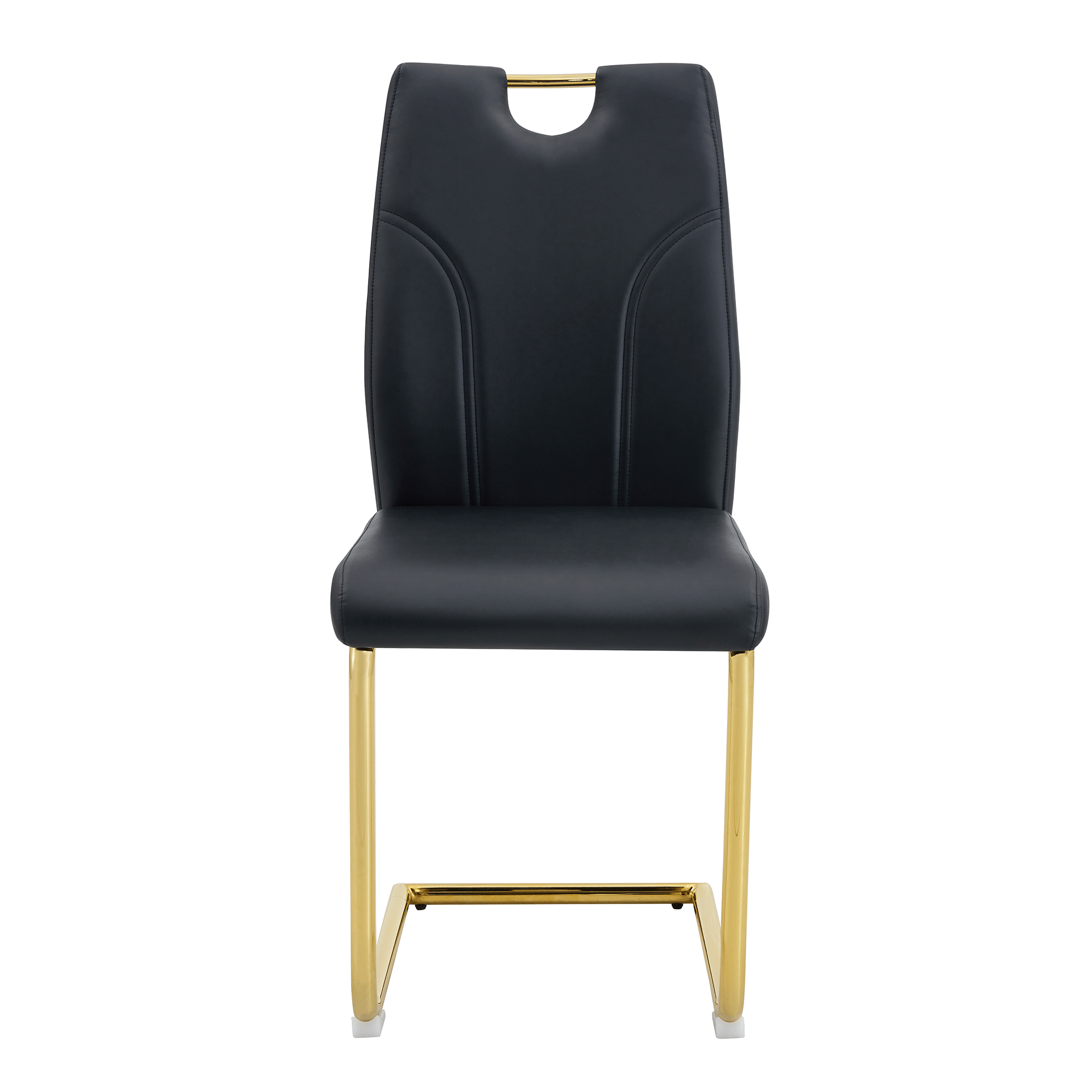Modern Black PU Dining Chairs Set of 4 - Waterproof Faux Leather Upholstery with Gold Metal Legs - Stylish for Kitchen, Restaurant, Office & Conference Room - Elegant Seating Solution for Home & Commercial Use