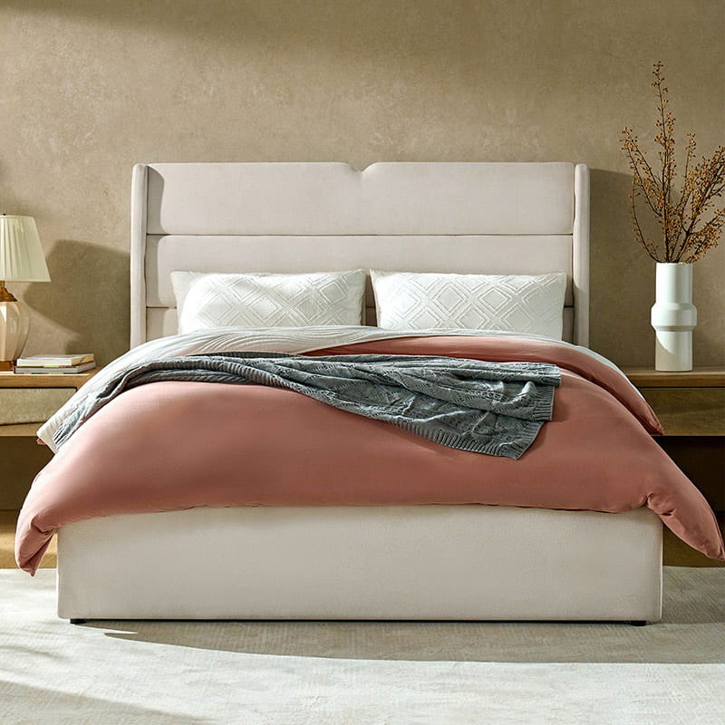 Rudolph Lift Up Storage Upholstered Platform Bed Frame with Hydraulic System - Queen Size Bed with Underbed Storage for Small Spaces, Bedroom Furniture for Modern Homes