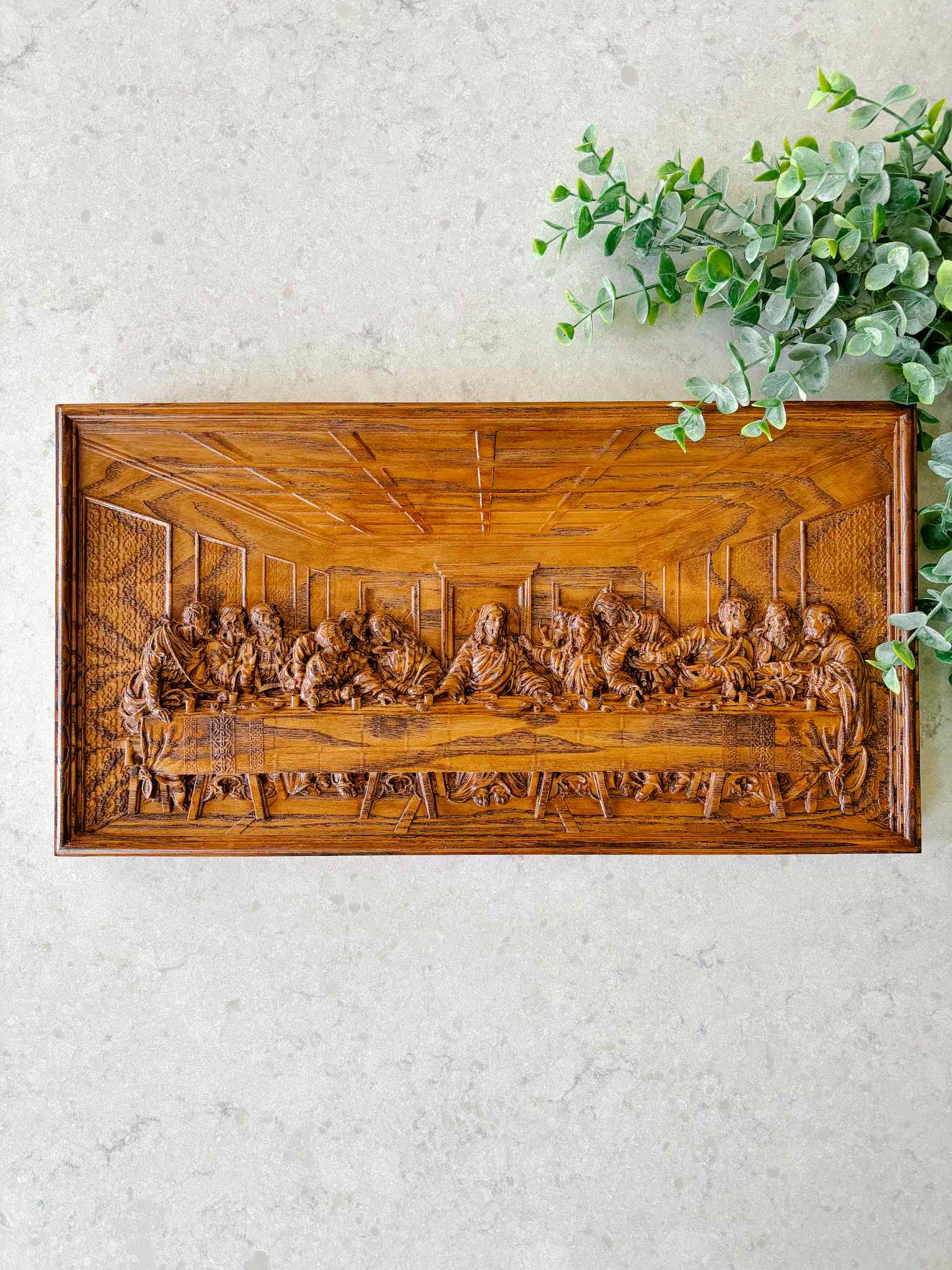 The Last Supper Wooden Plaque - Religious Home Decor Wall Art for Christian Gifts & Church Interiors - Perfect for Living Room, Bedroom & Prayer Spaces