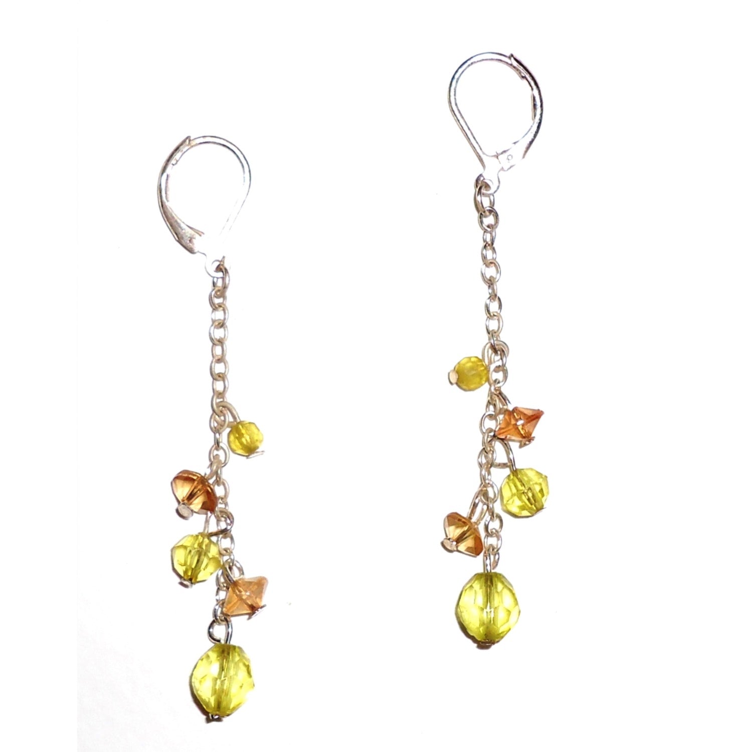 Faceted Bead Earrings for Women - Peach & Lime Gemstone Dangle Earrings | Perfect for Parties, Weddings & Everyday Wear