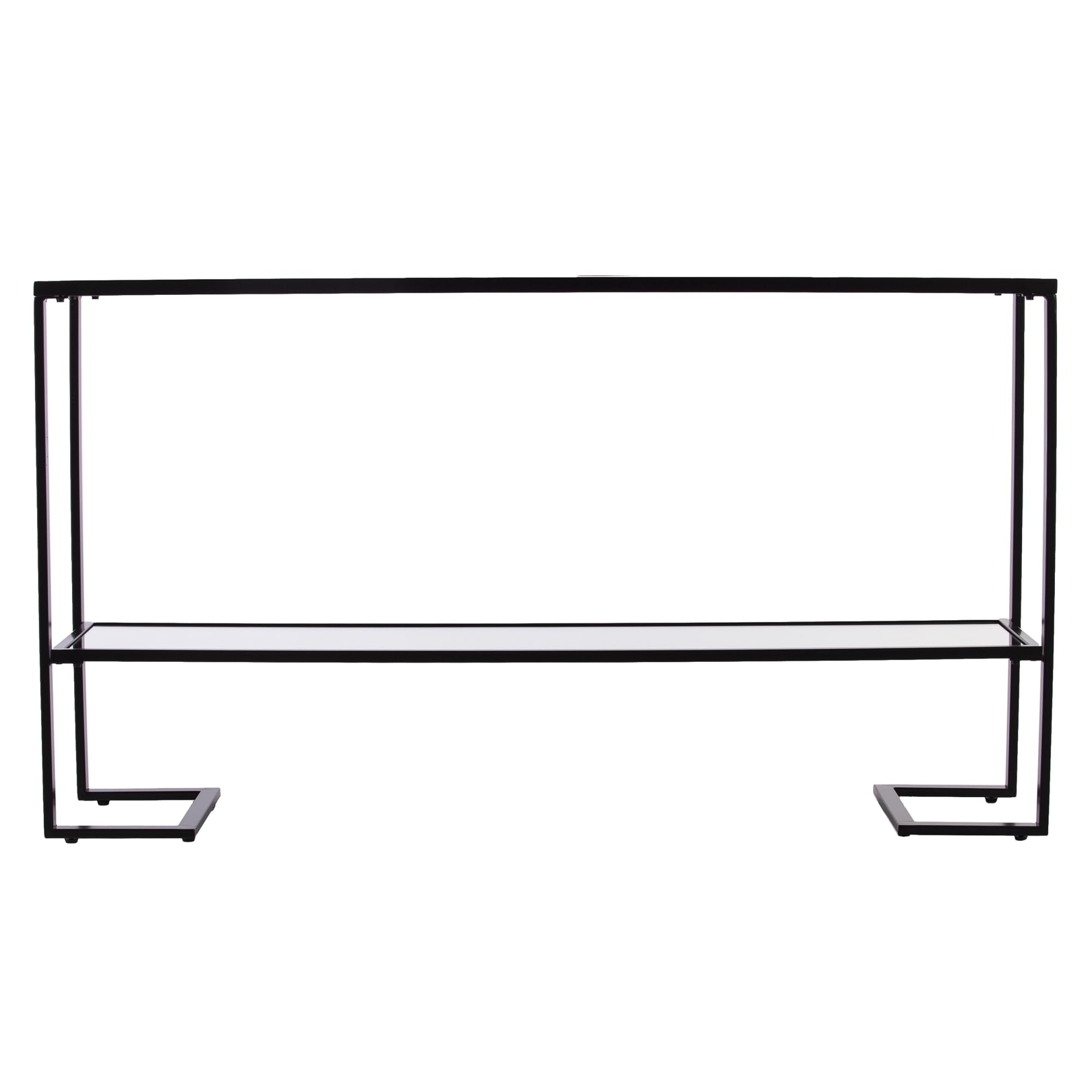 Southern Enterprises SEI Horten Black Glass Console Table - Elegant Entryway Furniture for Hallway, Living Room & Foyer Decor