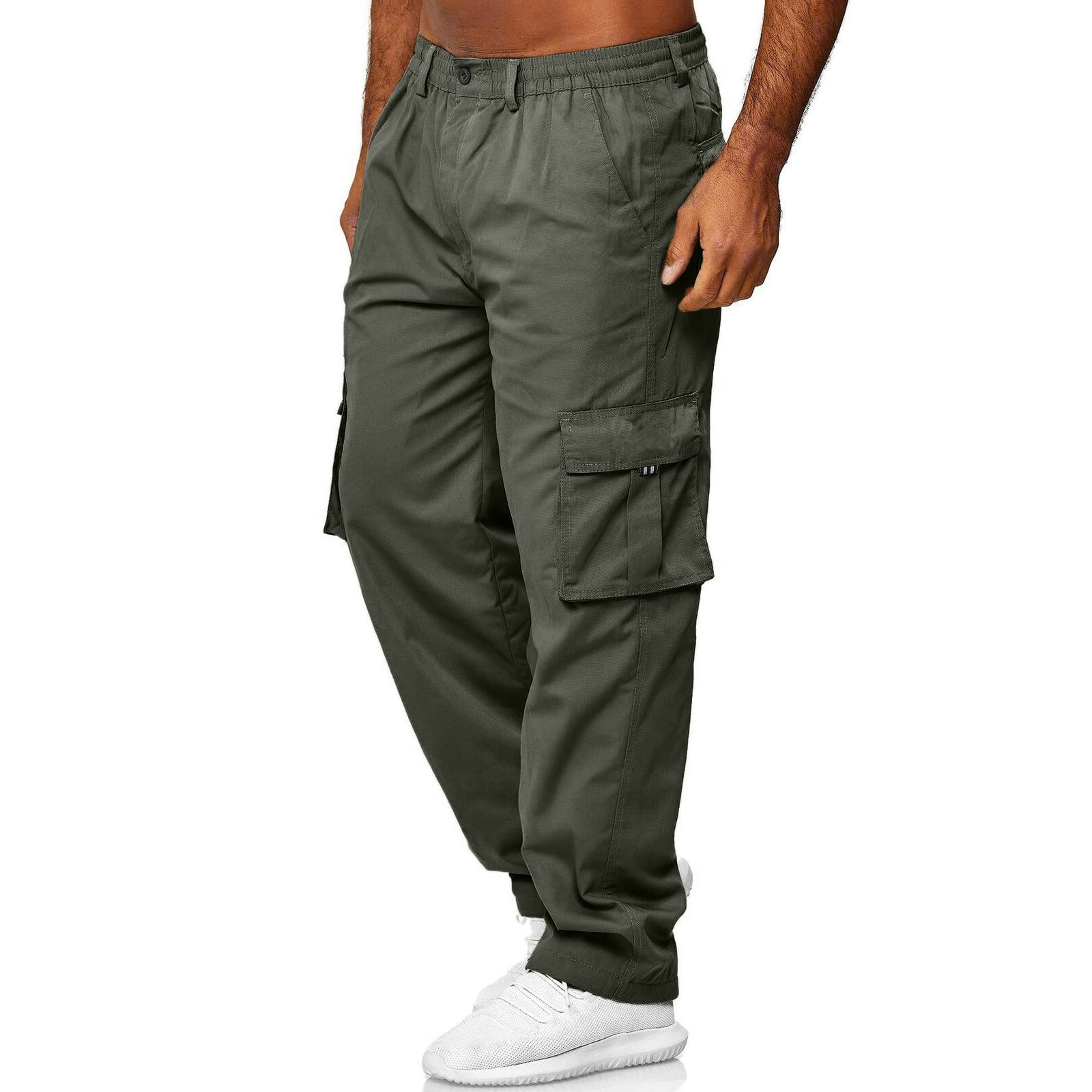 **Men's Workout Cargo Pants - Heavy Duty Stretch Joggers with Pockets for Gym, Hiking & Outdoor Activities**