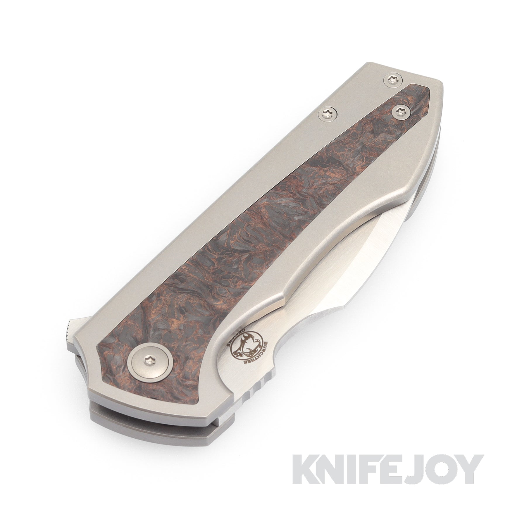 Premium Burchtree Bladeworks Euclid Folding Knife - M390 Steel Satin Drop Point Blade, Fat Carbon Dark Matter Inlay & Titanium Handles - EDC, Outdoor Survival, Camping & Tactical Use