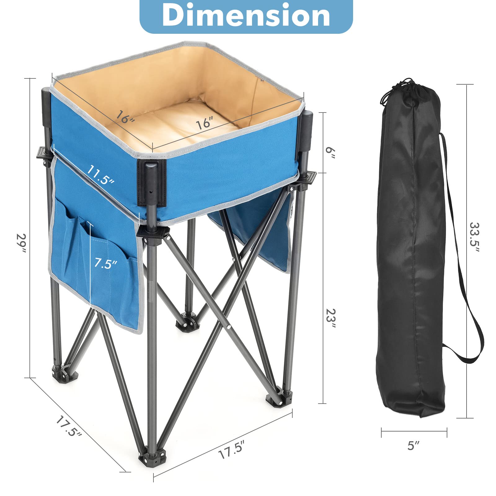 Goplus 2-Pack Folding Camping Tables - Portable Picnic Tables with Large Storage Sink, Side Pockets & Anti-Skid Feet - Lightweight Outdoor Tables for Hiking, Fishing, BBQ, Beach, Tailgating & Backyard Parties (Blue + Red)