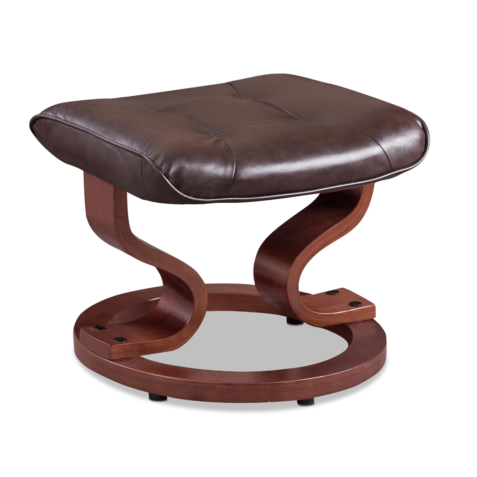 MCombo Manual Swivel Recliner Chair with Ottoman Set - Faux Leather Dark Brown Living Room Furniture for Small Spaces, RV, Bedroom & Office - Perfect for Relaxing, Reading & Watching TV