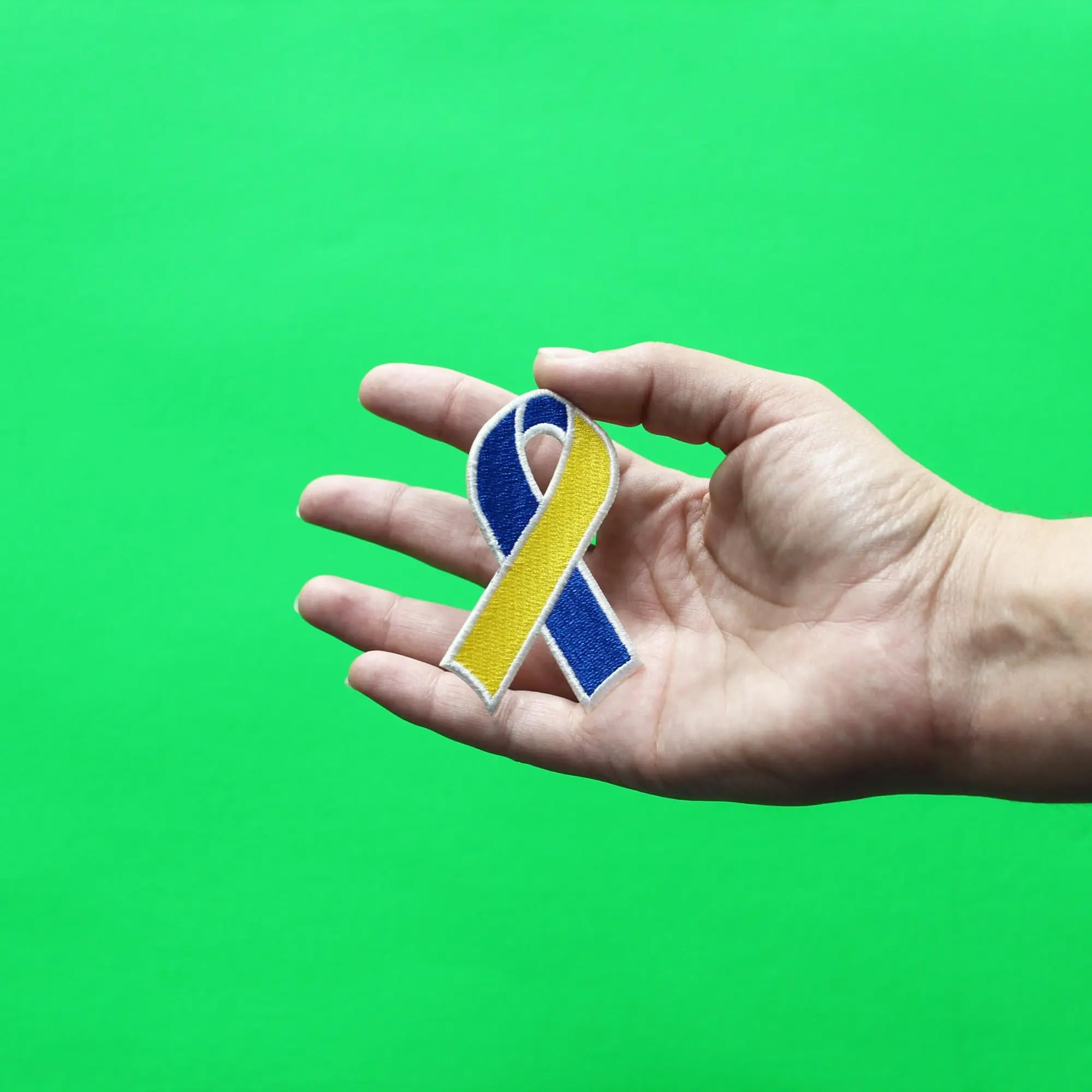 Down Syndrome Awareness Embroidered Iron-On Patch Ribbon - Support All Cancers - Perfect for Jackets, Bags & DIY Craft Projects