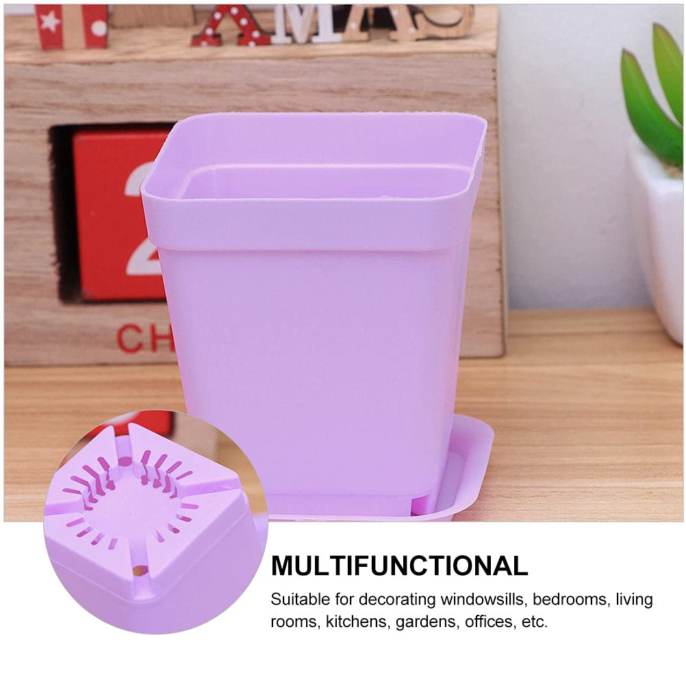 24-Piece Small Square Plastic Flower Pots Set - Housoutil Planters for Indoor/Outdoor Plants, Succulents, Herbs - Durable & Lightweight Garden Containers for Home Decor, Balcony, Office