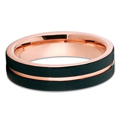 6mm Rose Gold Tungsten Wedding Band for Men & Women - 18k Rose Gold Plated Tungsten Carbide Ring - Comfort Fit Anniversary Ring - Perfect for Engagements, Weddings, and Special Occasions