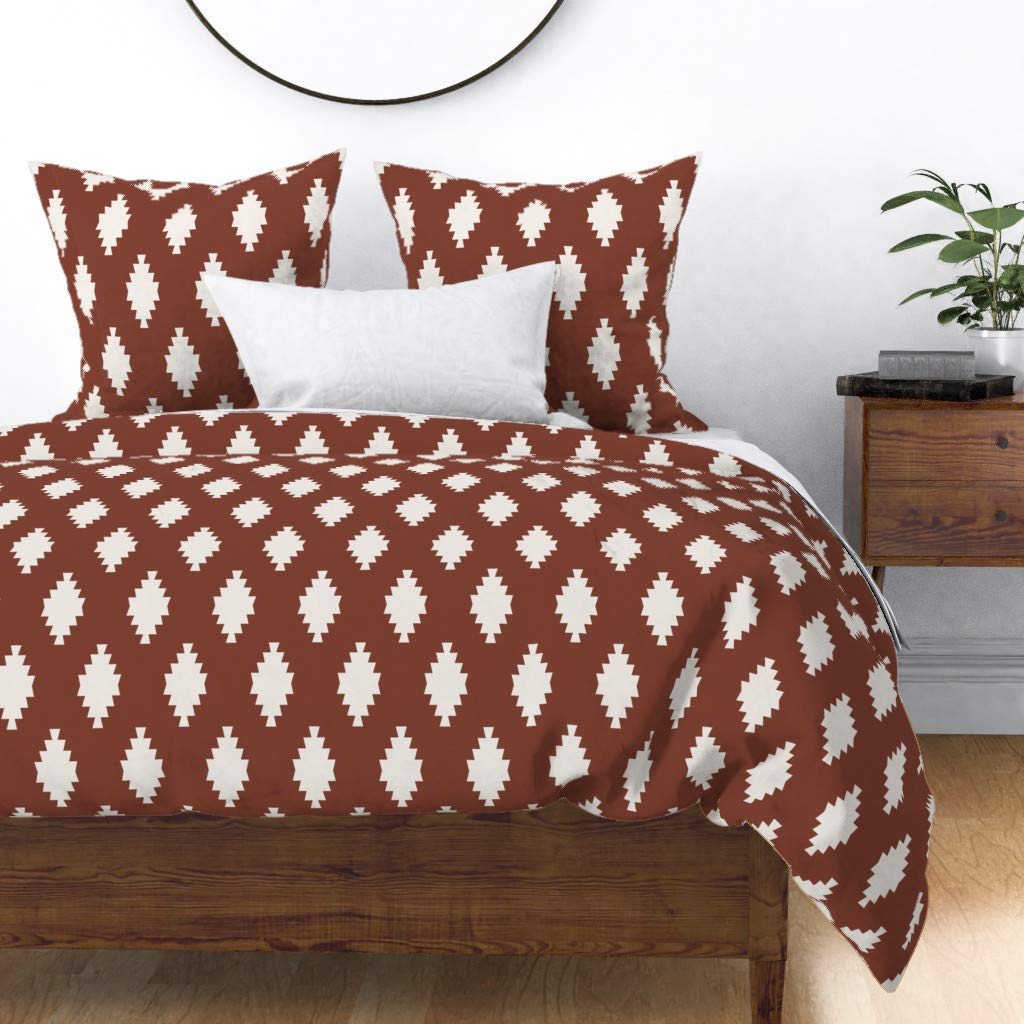 Premium Cotton Sateen Duvet Cover King/California King - Southwestern Boho Tribal Bohemian Geometric Print Bedding | Modern Farmhouse & Midcentury Style | Custom Home Decor by Spoonflower | Perfect for Master Bedrooms, Guest Rooms & Bohemian Themed Spaces