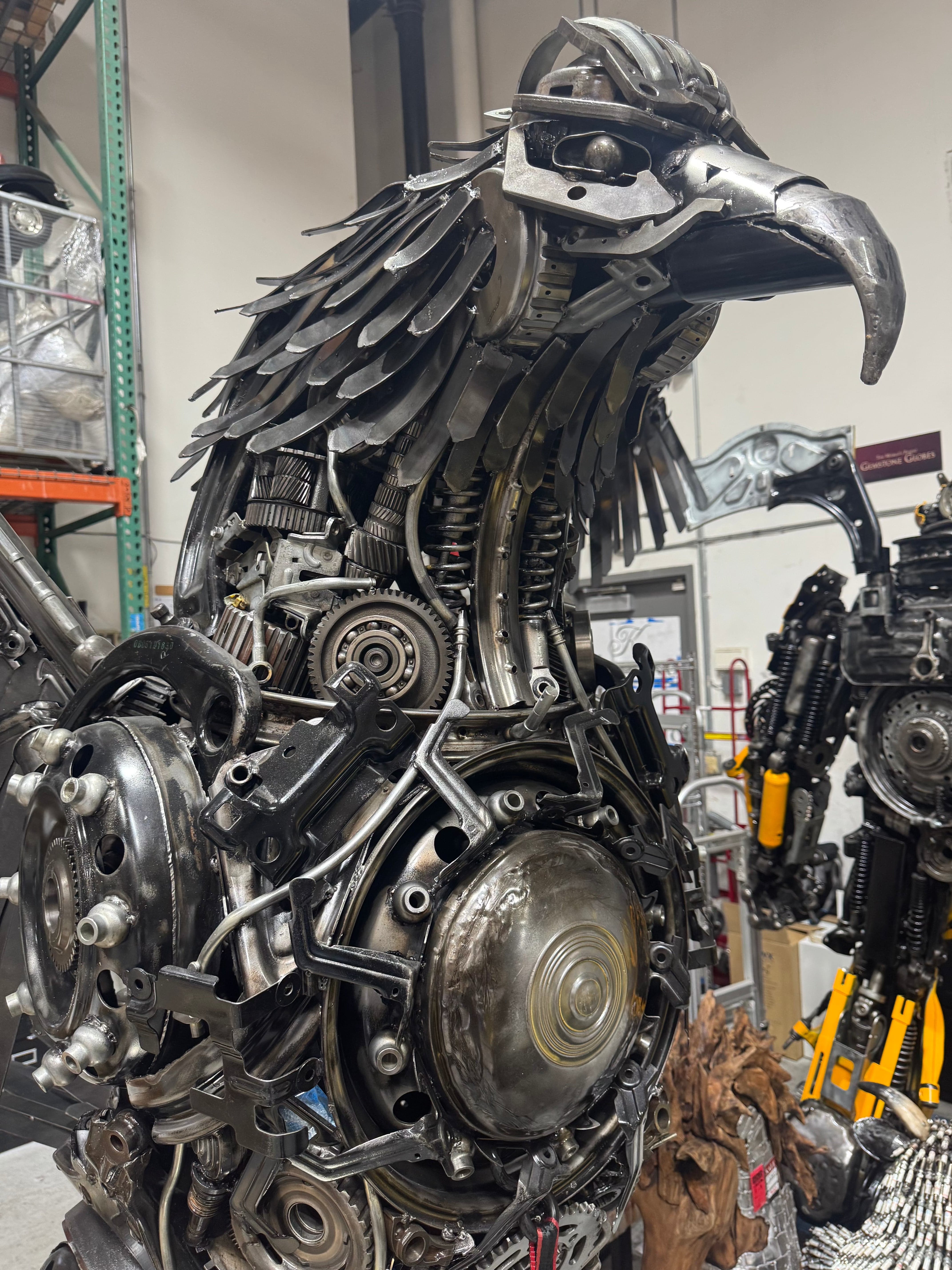125 Eagle Recycled Metal Art Sculpture - Handmade Wall Decor for Home & Office - Perfect for Living Room, Bedroom, or Outdoor Garden Decor