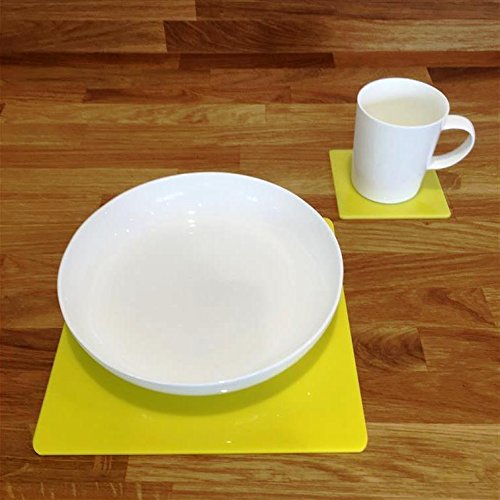 Yellow Square Placemat and Coaster Set - 8 Large Placemats & 8 Coasters for Dining Table - Perfect for Kitchen, Restaurant, and Home Decor