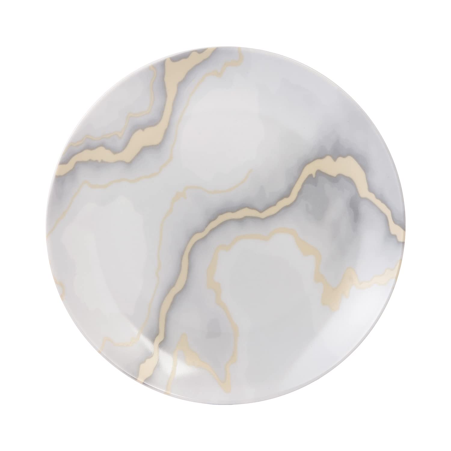 Safdie & Co. 16-Piece Electric Marble Dinnerware Set - Porcelain Plates, Bowls & Mugs for 4 - Modern Fiesta Dinnerware for Home & Entertaining - 16