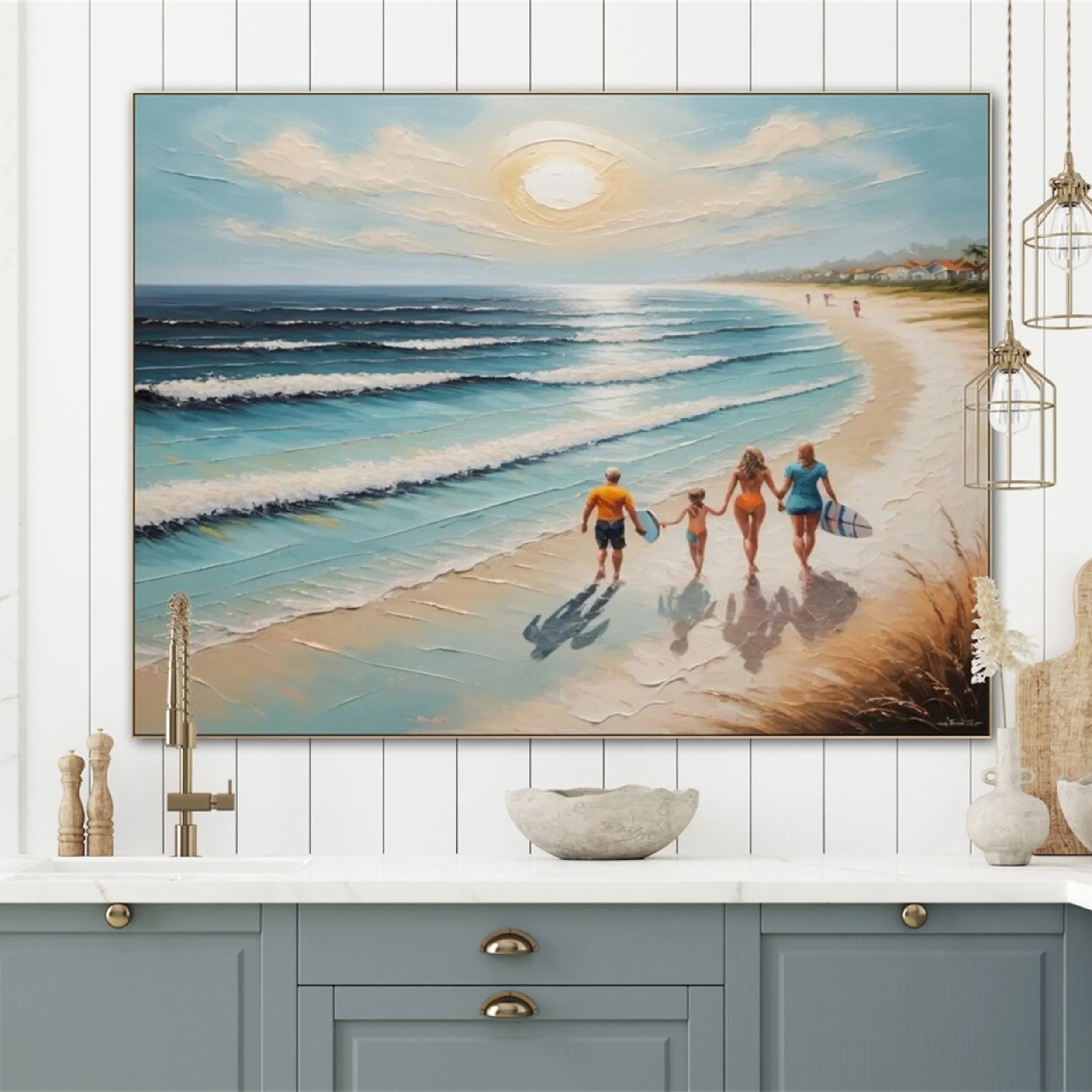 Ocean and Sky Painting #OS 137 - Handmade Coastal Wall Art for Beach House Decor, Living Room & Bedroom