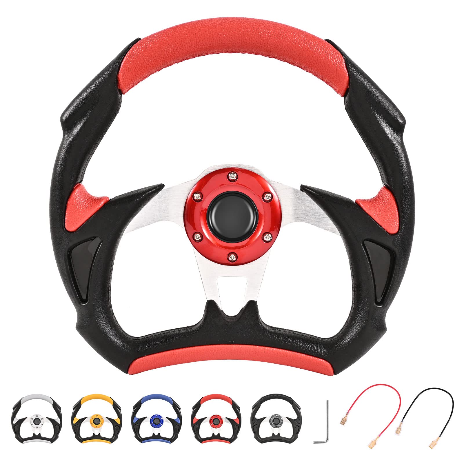 12.5 Inch Red Steering Wheel Replacement for Club Car Golf Cart & Go Kart - Compatible with Various Models (Adapter Not Included) - Perfect for Golf Cart Upgrades, Racing Karts & Off-Road Vehicles