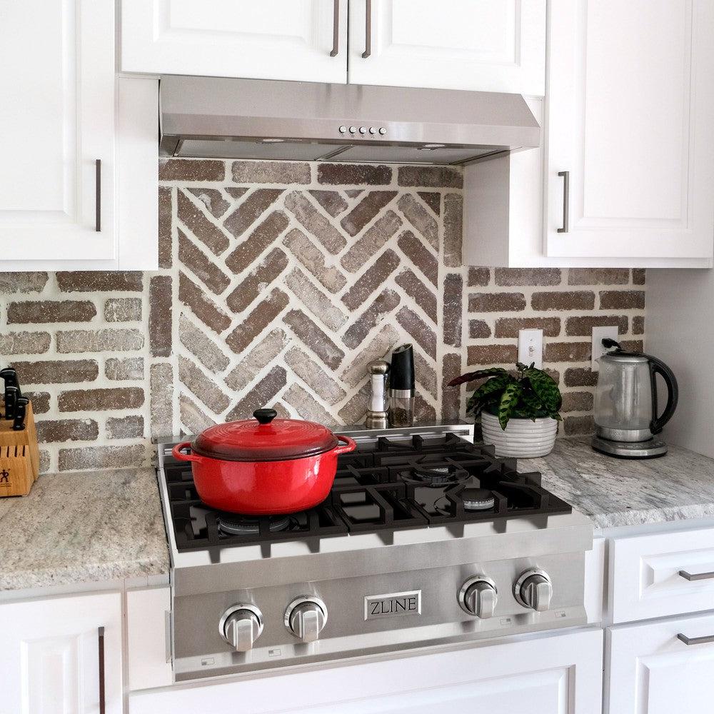 ZLINE RT30 30-Inch Stainless Steel Gas Rangetop with 4 Burners & Porcelain Cooktop - Professional Kitchen Stove for Home Chefs & Cooking Enthusiasts