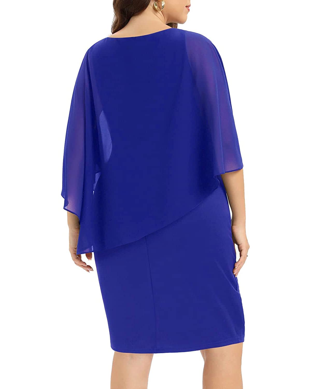Elegant Plus Size Wedding Guest Dresses for Mother of the Bride - Semi Formal Cocktail Dress with Cape Detail | Perfect for Weddings, Parties & Special Occasions