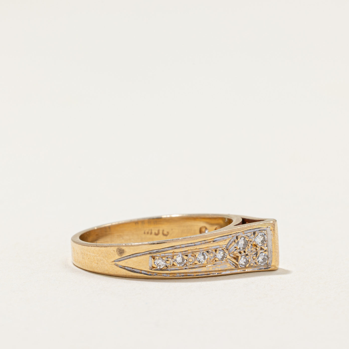 14K Gold Architectural Diamond Ring - 0.20ctw Size 6.75 | Elegant Stackable Wedding Band, Anniversary Gift for Women | Perfect for Bridal Jewelry, Engagement Rings & Special Occasions