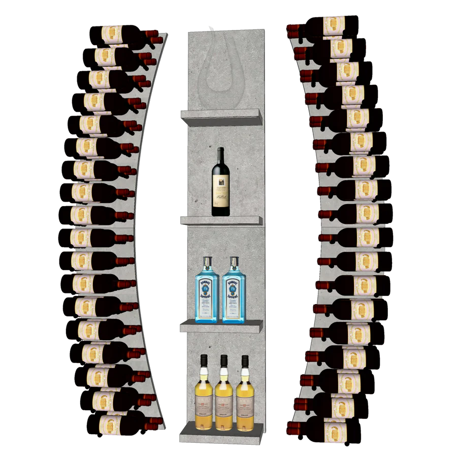Blue Grouse THE WINE BAR CURVED VINdustry Wine Wall - Premium Curved Wine Rack for Home Bar, Kitchen & Dining Room Decor - Perfect for Wine Storage & Display in Restaurants, Hotels & Wine Cellars