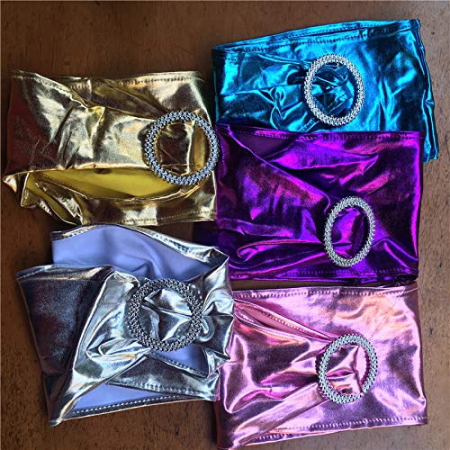50pcs Metallic Gold Silver Coffee Black Spandex Lycra Chair Sashes - Decorative Chair Bands for Wedding, Party, Banquet & Event Decorations (Pink) - Perfect for Chair Covers, Table Runners & Venue Styling