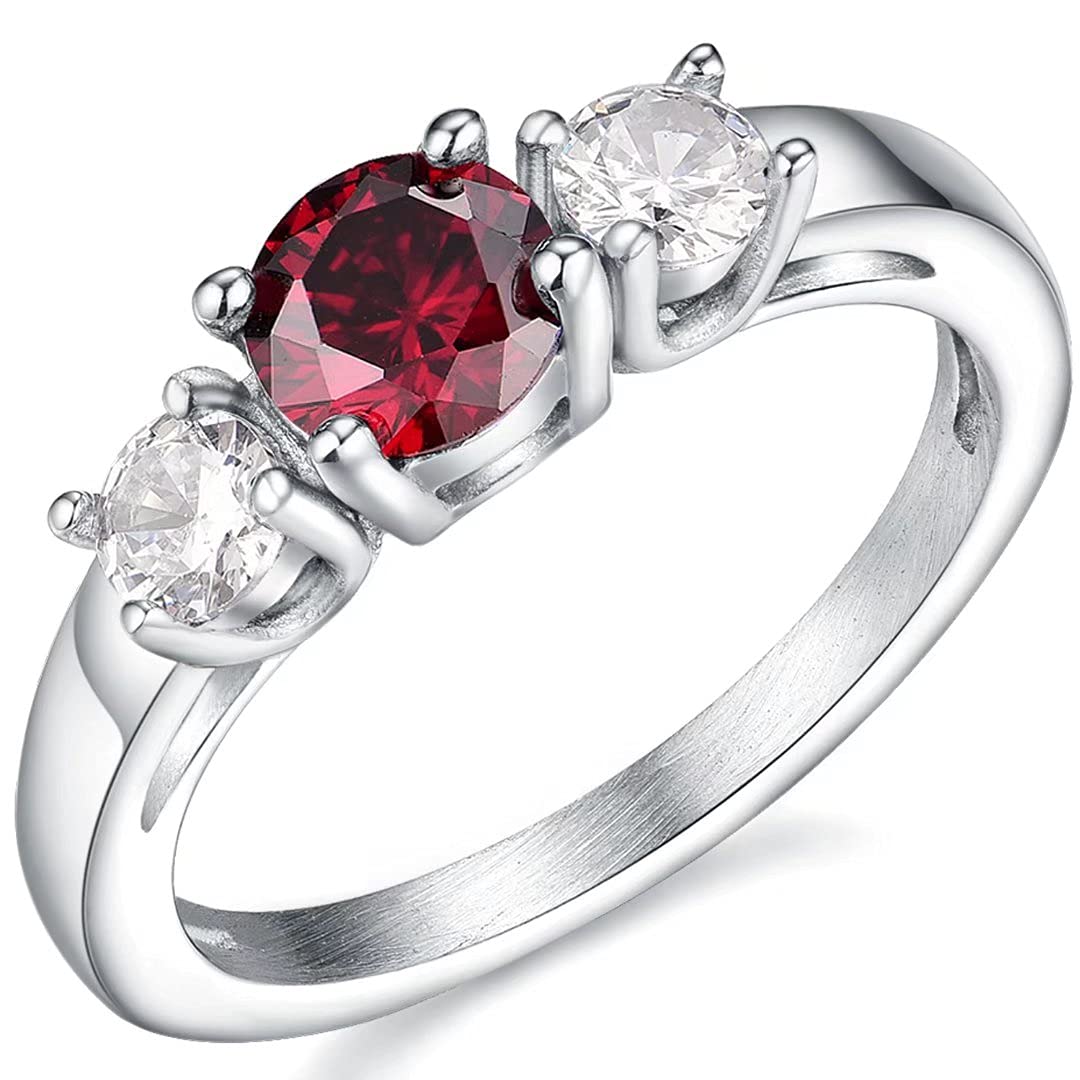 BAOWING Birthstone Rings for Women, Girls & Teens - Stainless Steel Jewelry for Birthday, Children's Day & Special Occasions - Perfect Gift for Mom, Daughter & Friends