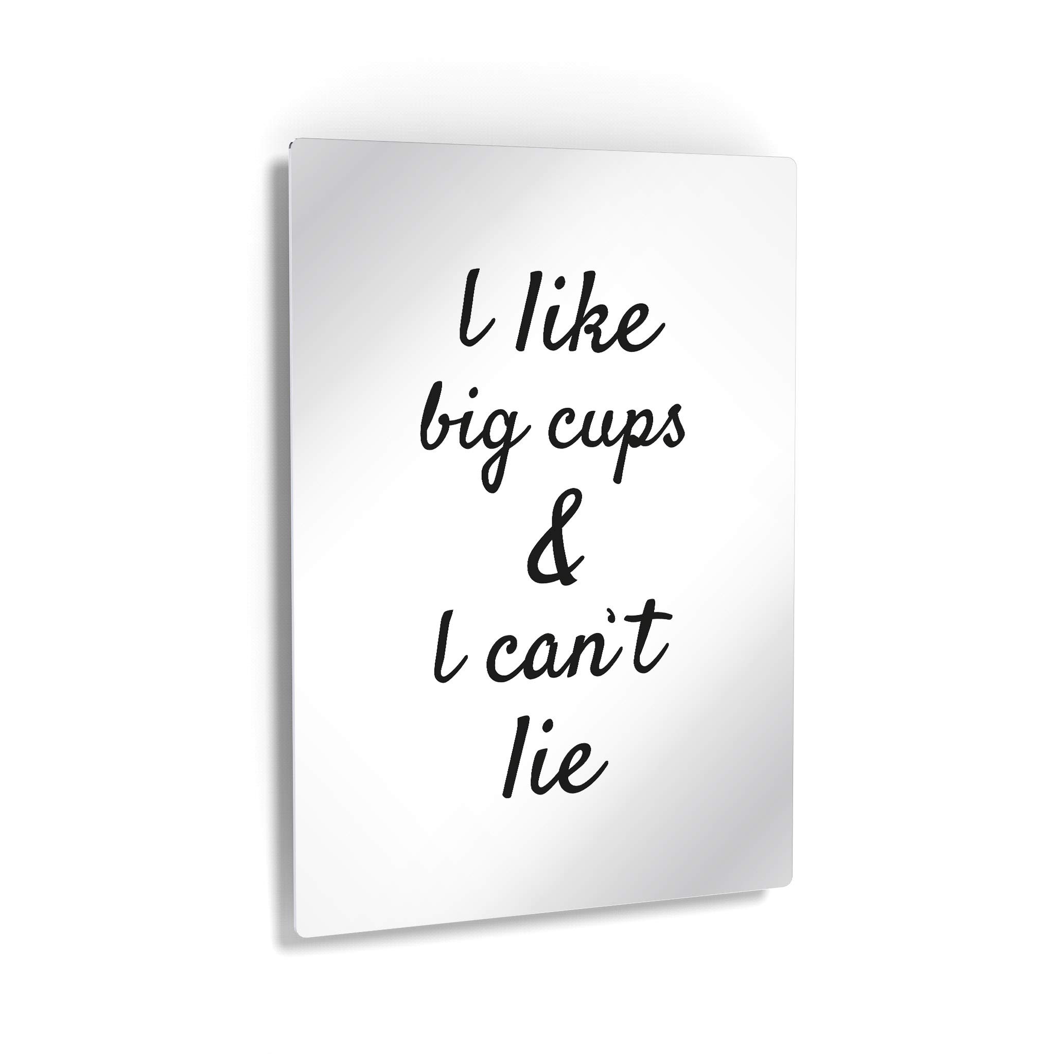 Smile Art Design 'I Like Big Cups & I Can't Lie' Hand Lettering Metal Wall Art - 36x24 Inch Coffee Themed Decor for Kitchen, Farmhouse, Office & Coffee Shop - Perfect Inspirational Gift for Coffee Lovers & Restaurant Dining Room Décor