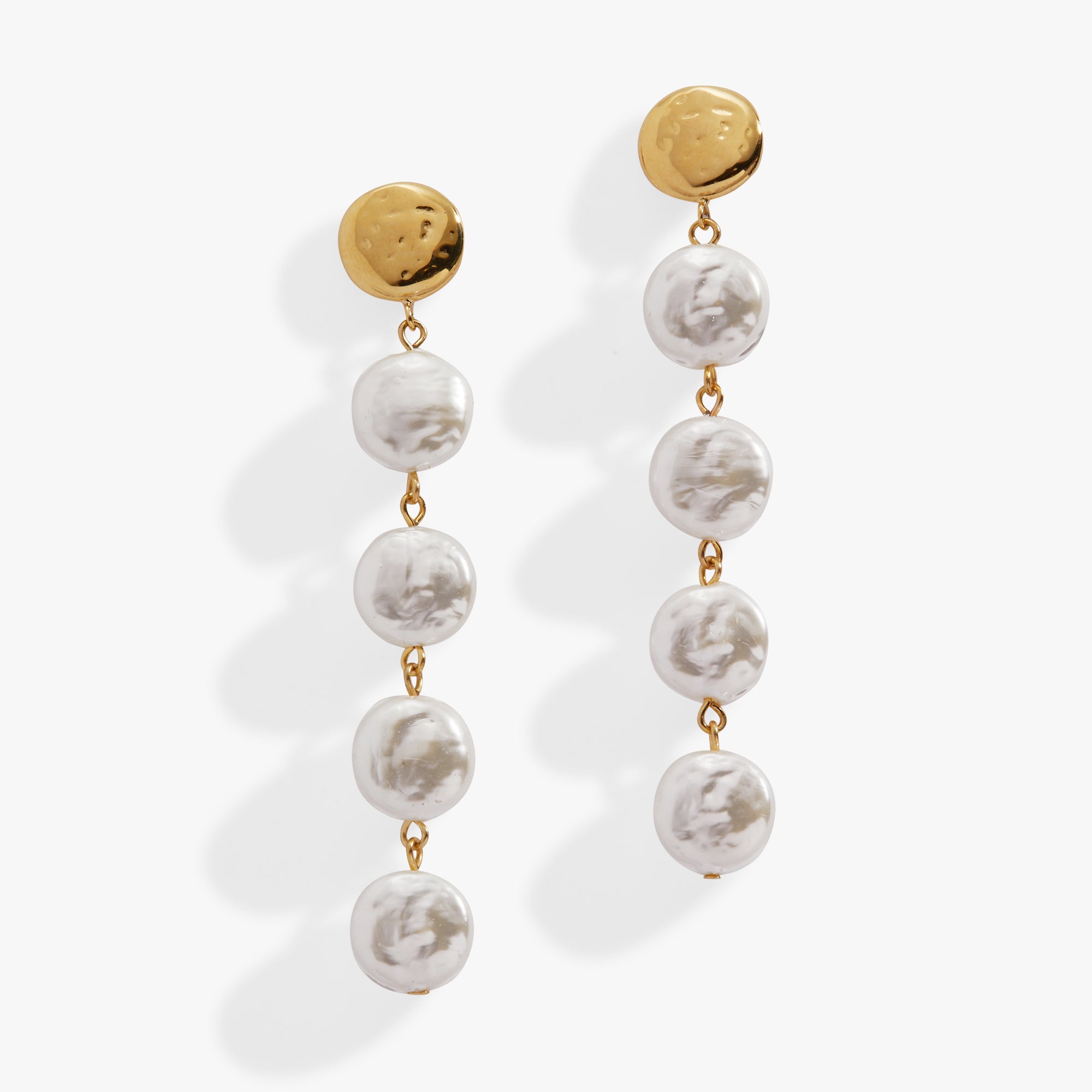 Elegant Coin Pearl Linear Earrings for Women - Minimalist Dangle Drop Earrings for Party, Wedding & Everyday Wear