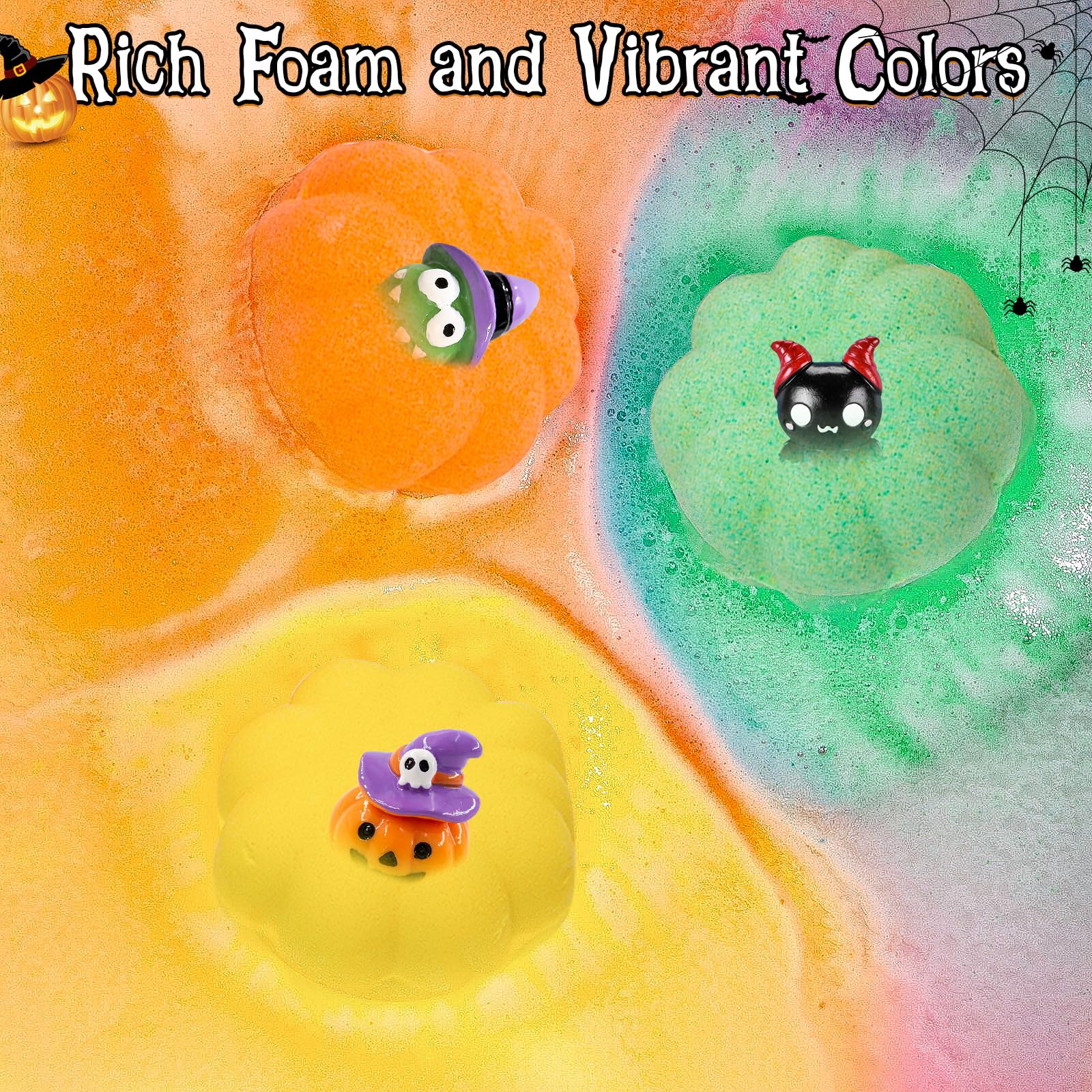Halloween Pumpkin Bath Bombs for Kids - Surprise Halloween Toys Inside, Fun Halloween Treat Bags & Gifts for Boys and Girls - Perfect for Halloween Parties, Trick or Treating & Spooky Bath Time Fun