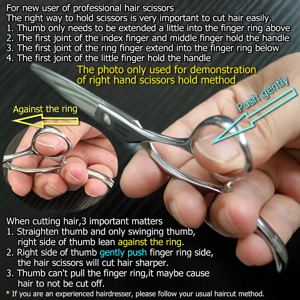 Professional 6 Inch Barber Scissors - 440C Stainless Steel Hair Cutting Shears for Stylists & Hairdressers - Precision Haircutting Tools for Salon, Home & Professional Use - KINSARO