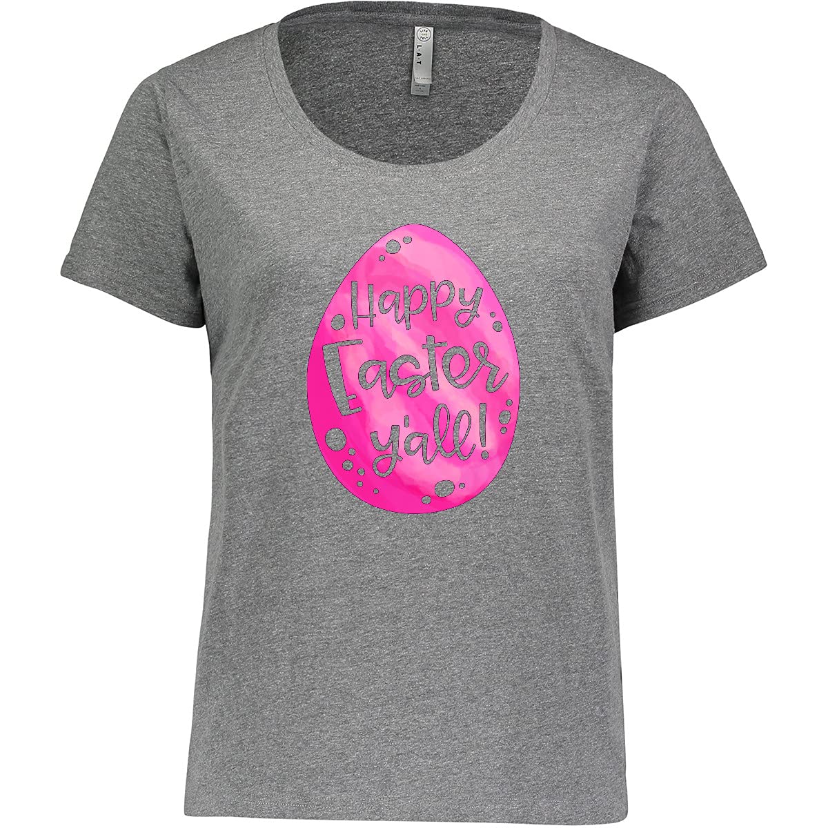 Inktastic Happy Easter Y'all Pink Easter Egg Women's Plus Size T-Shirt - Cute Easter Outfit for Church, Egg Hunt & Spring Celebrations