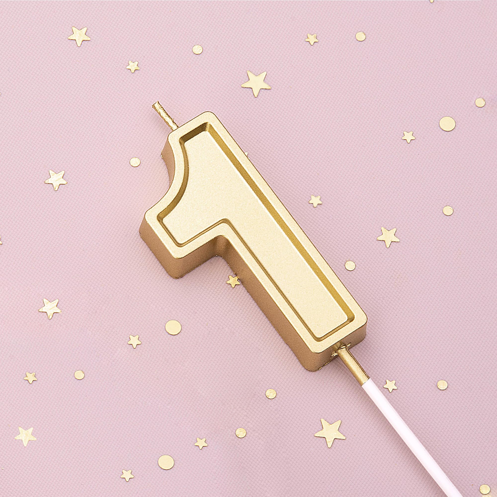2.76 Inch Gold Number 1 Birthday Candle - Roma Style Cake Candles for Birthday Party Decorations & Celebrations | Perfect for Cakes, Cupcakes, and Dessert Tables