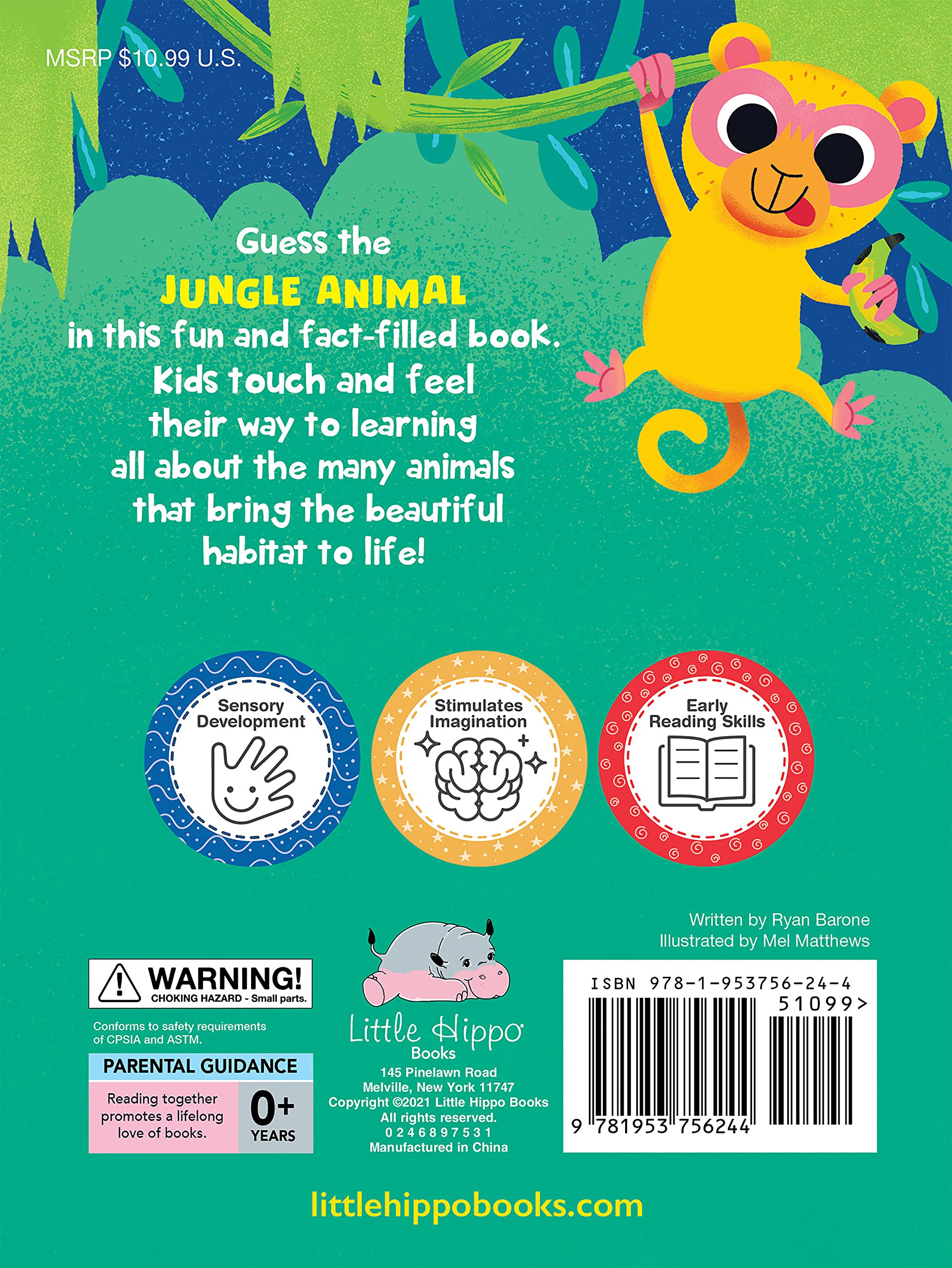 Jungle Adventure - Silicone Touch and Feel Sensory Board Book for Toddlers - Interactive Learning & Early Childhood Development - Perfect for Bedtime Stories & Sensory Play