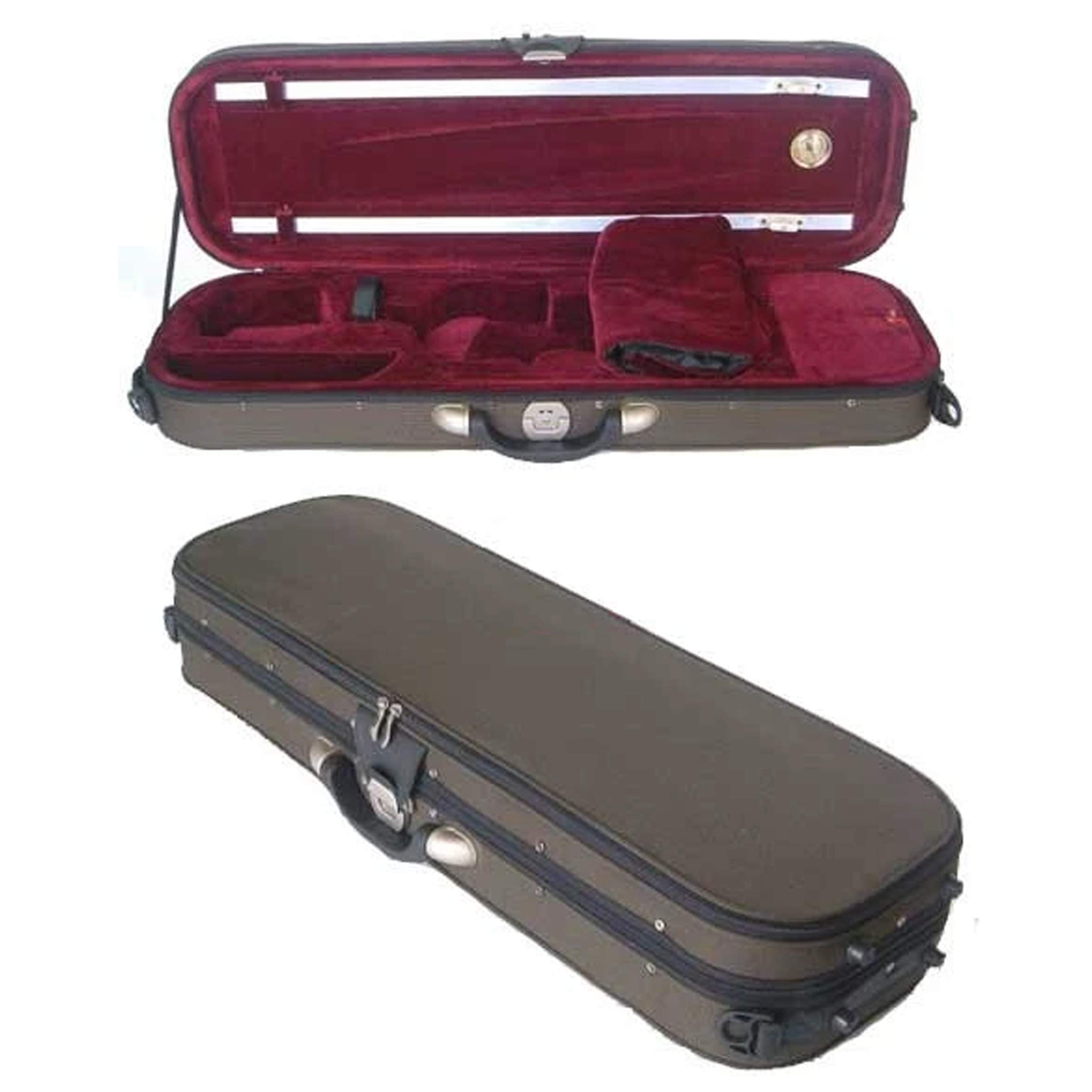 D'Luca VC-550 Pro Full Size 4/4 Oblong Violin Case with Built-in Hygrometer - Perfect for Professional Musicians, Music Students & Orchestra Performances