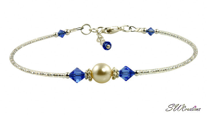Elegant Blue Pearl Beaded Anklet for Women - Handmade Bohemian Beach Jewelry - Perfect for Summer Vacations, Weddings & Boho Fashion