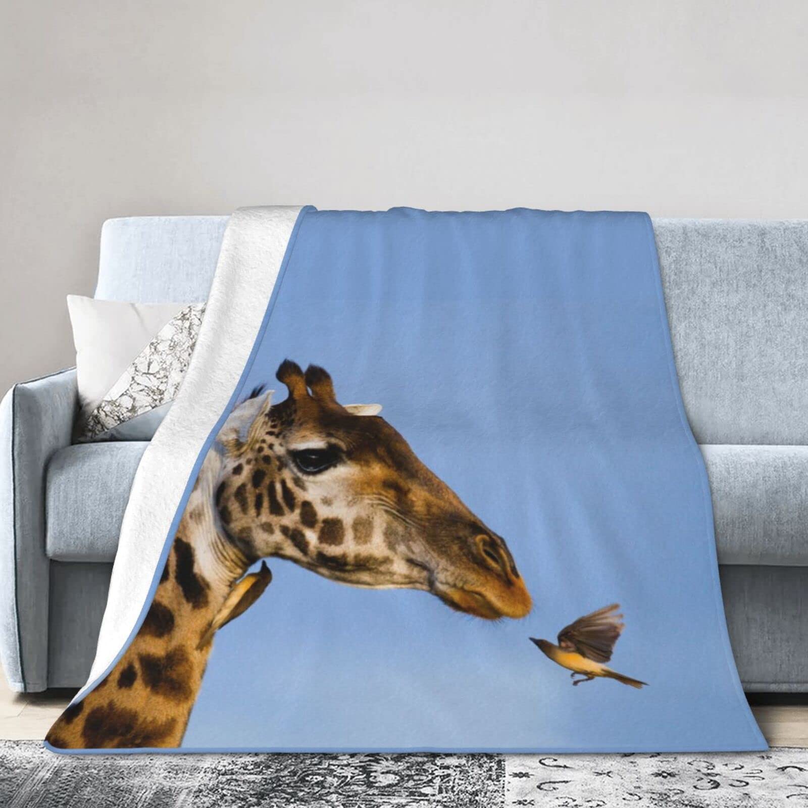 Soft Flannel Fleece Giraffe Print Throw Blanket 80x60 Inches - Cozy Animal Blanket for Couch, Bed & Air Conditioning - Perfect for Kids, Adults & Home Decor