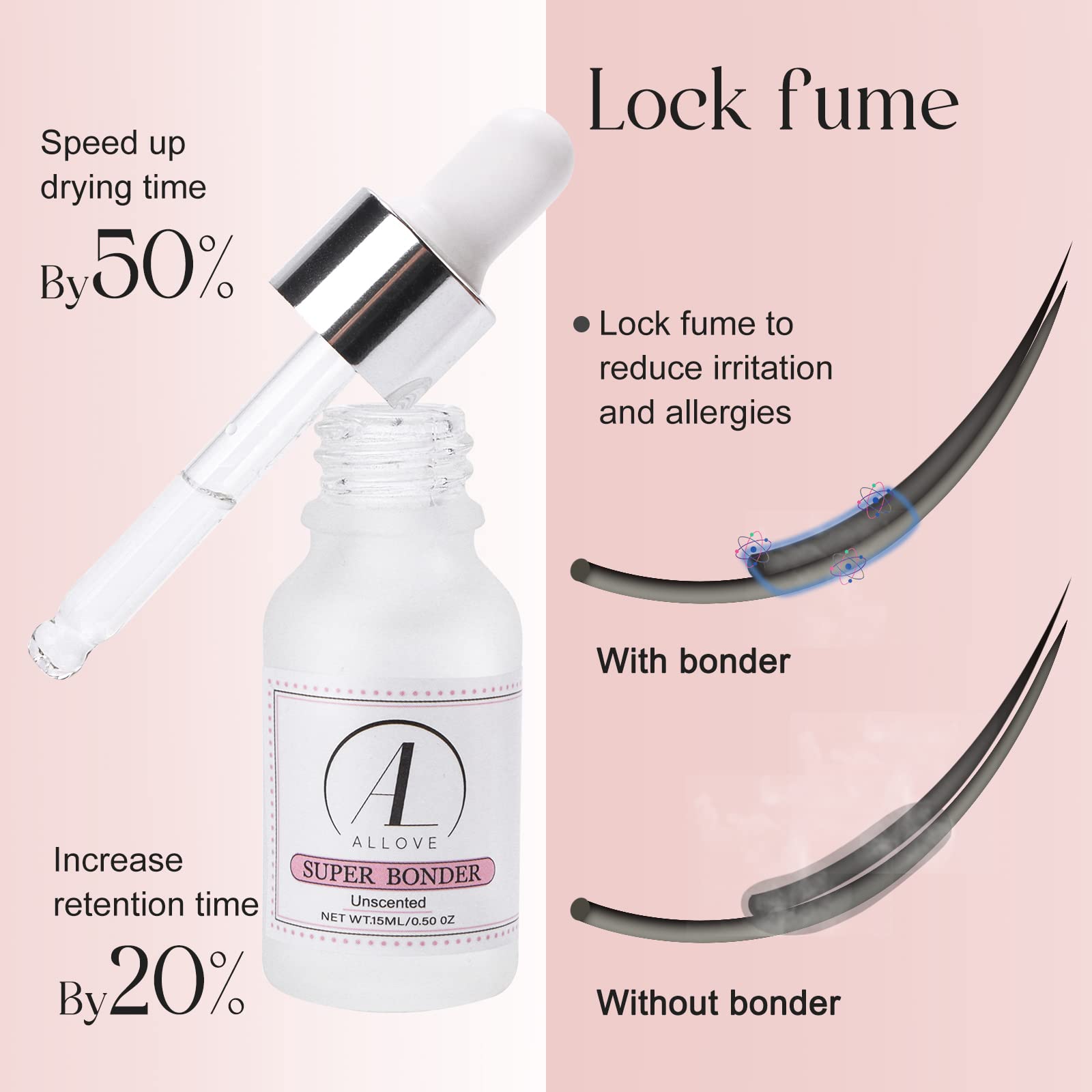 ALLOVE Eyelash Extension Bonder - Super Strong Lash Glue Accelerator, Waterproof & Oil-Proof Sealant for Long-Lasting Extensions (15ml, Aloe) - Perfect for Salon Professionals & DIY Lash Artists