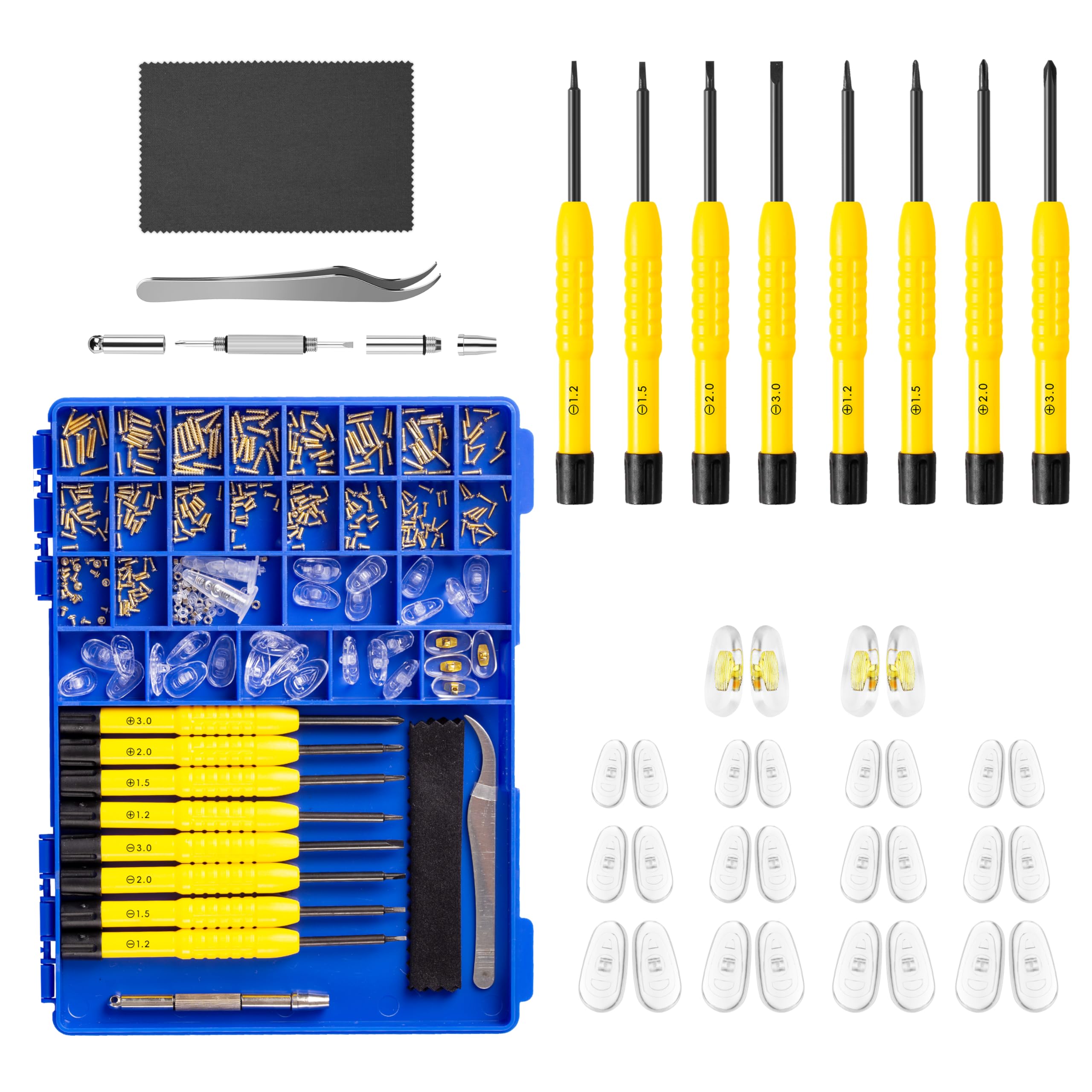 Premium Magnetic Eyeglass Repair Kit with Gold Screw - All-in-One Eyewear Repair Tool Set Includes Precision Screwdrivers & Nose Pads - Perfect for Glasses, Sunglasses & Reading Glasses Repair at Home or Travel
