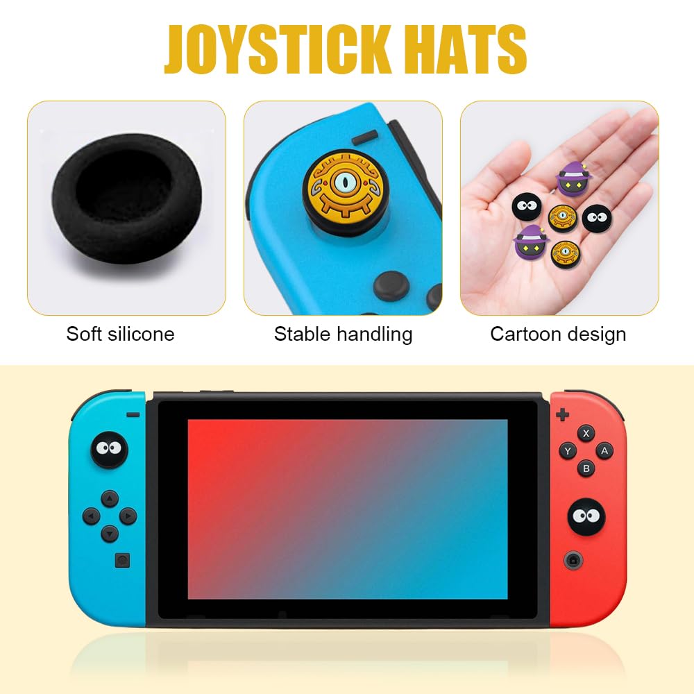 6-Piece Silicone Joystick Caps for Nintendo Switch Joy-Con - Analog Thumbstick Grips & Protective Cover Set - Perfect for Gaming, Travel, and Controller Protection