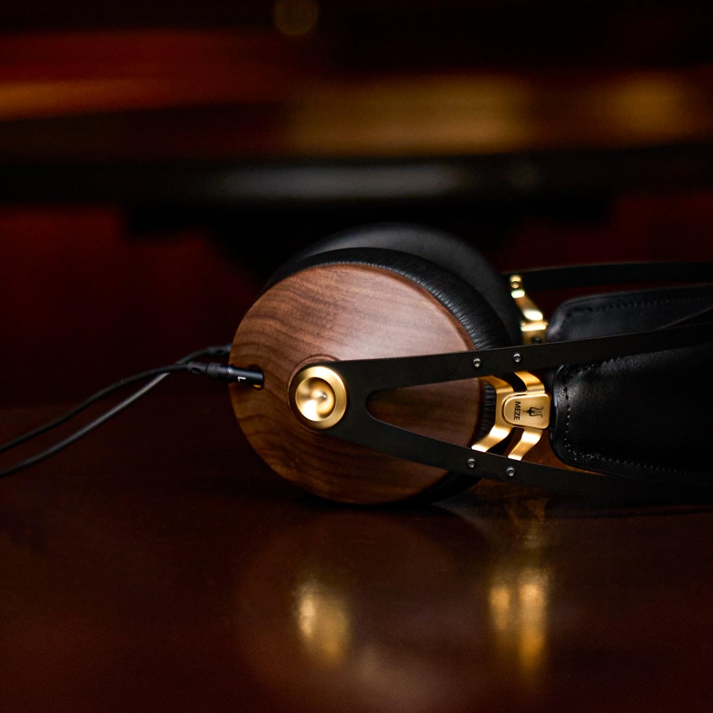 Meze 99 Classics Walnut Gold Over-Ear Headphones (Gold & Black) - Premium Audiophile Headset for Music Lovers, Studio Monitoring & Travel Use