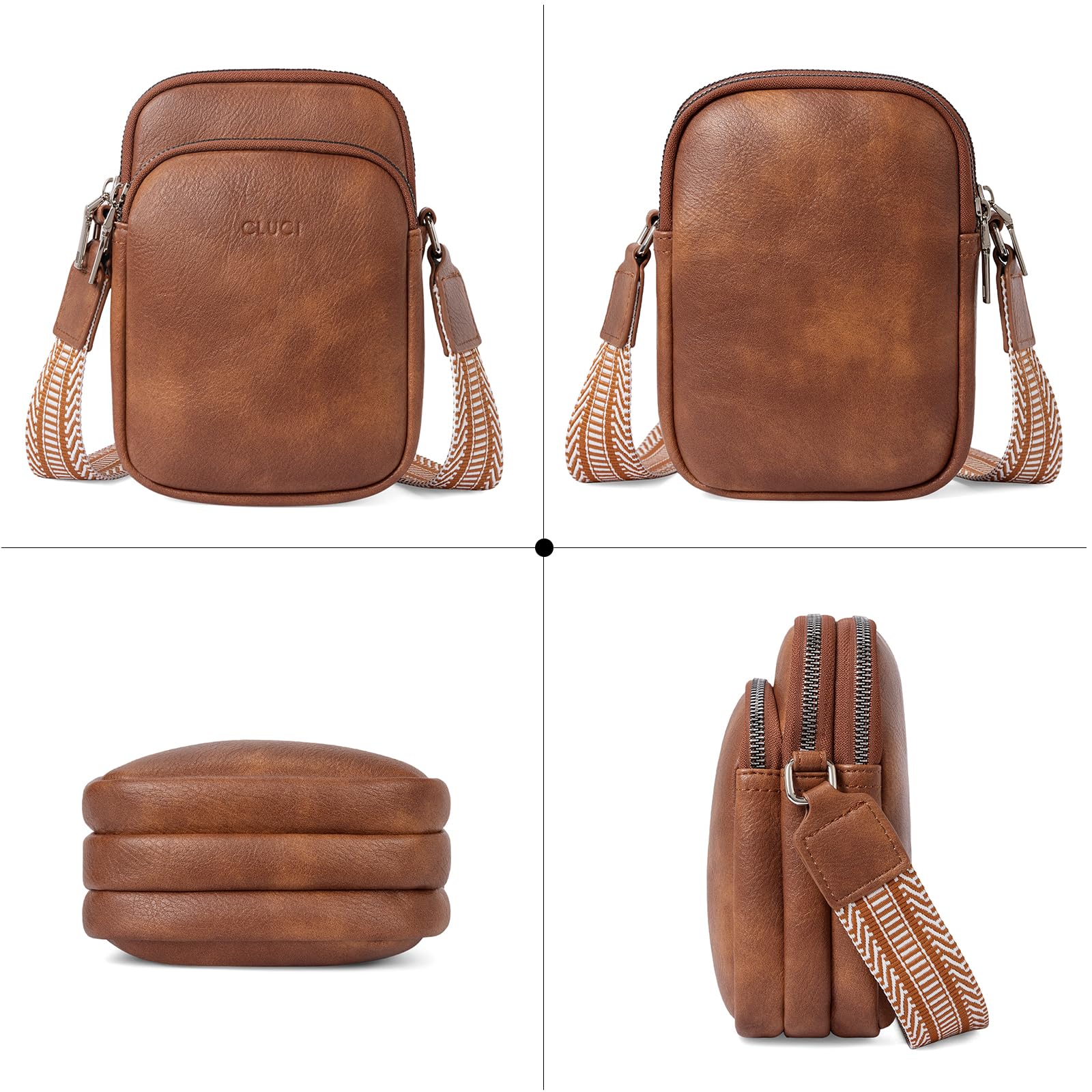 CLUCI Genuine Leather Small Crossbody Bag for Women - Stylish Shoulder Purse with Phone Pocket - Perfect for Everyday Use, Travel & Shopping