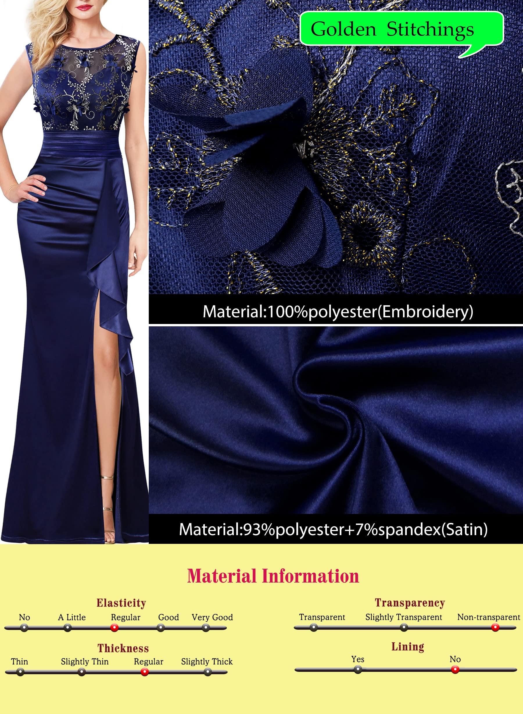 VFSHOW Women's Formal Ruched Ruffles Evening Prom Wedding Party Maxi Dress - Elegant Long Gown for Special Occasions, Dinners & Celebrations