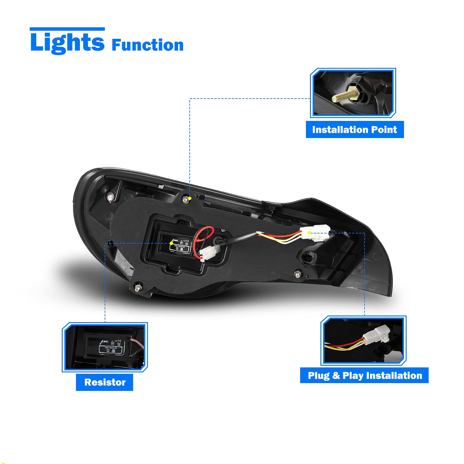 WOLFSTORM LED Tail Lights for 2013-2017 Subaru BRZ, 2013-2016 Scion FRS & 2017 Toyota 86 - Direct Fit Replacement Assembly (Clear Lens) - Enhance Night Visibility & Style for Street Racing & Custom Builds
