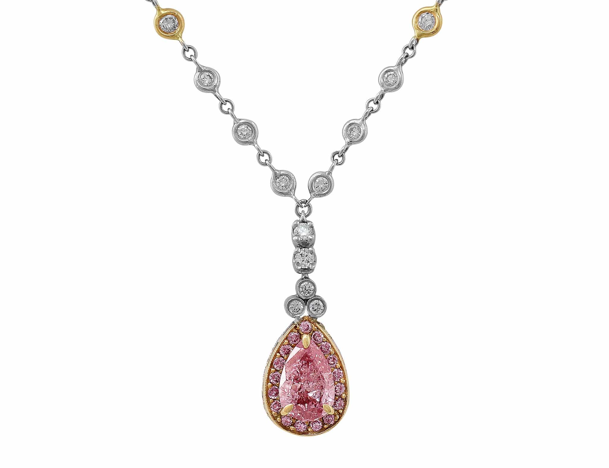 18K Gold Fancy Intense Pink Diamond Pendant Necklace for Women - Elegant Jewelry Gift for Anniversary, Valentine's Day & Special Occasions
